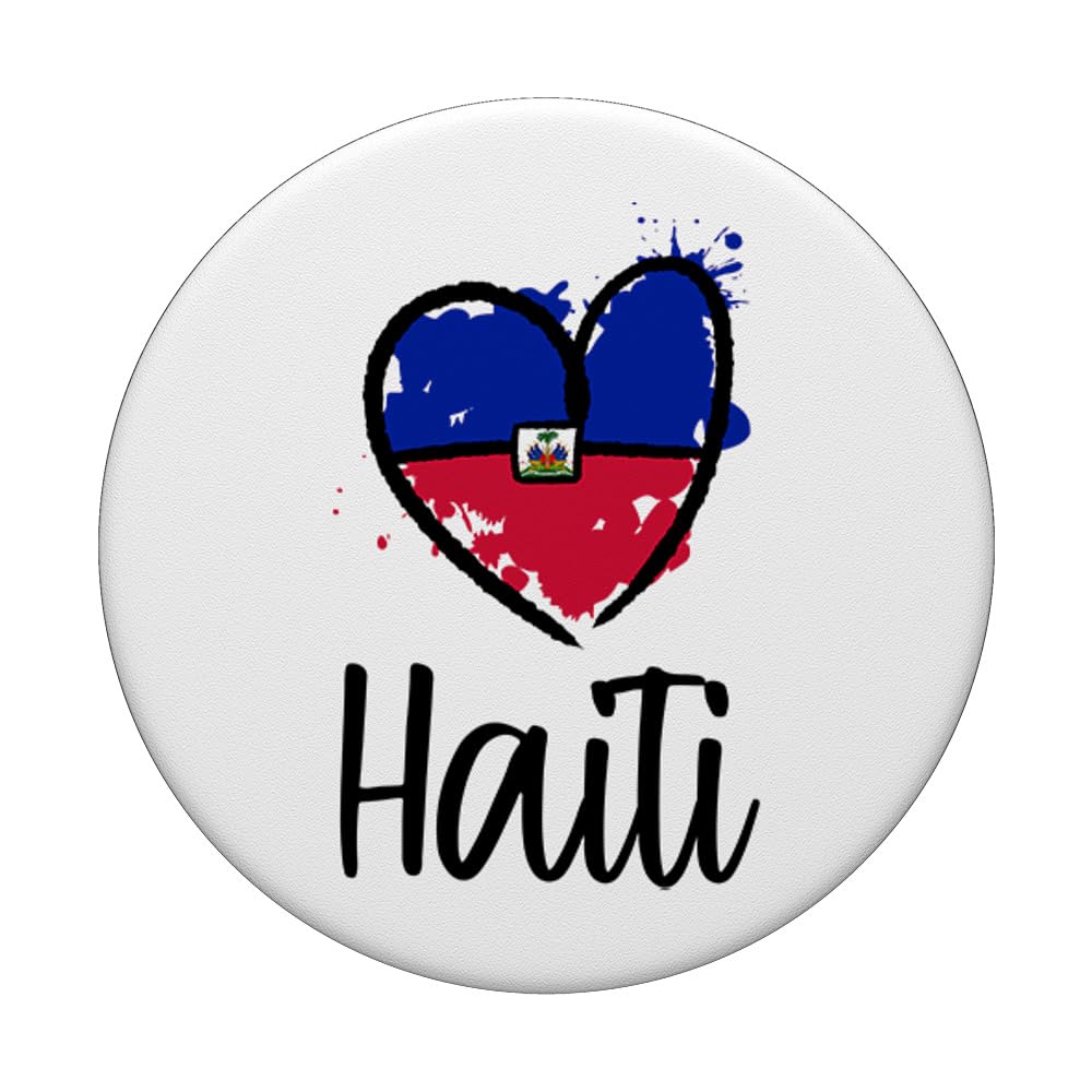 Haitian Flag PopSocket - Swappable PopGrip with Heart Design | Perfect for Phones, Tablets & Laptops | Great Gift for Haitian Americans & Caribbean Culture Lovers
