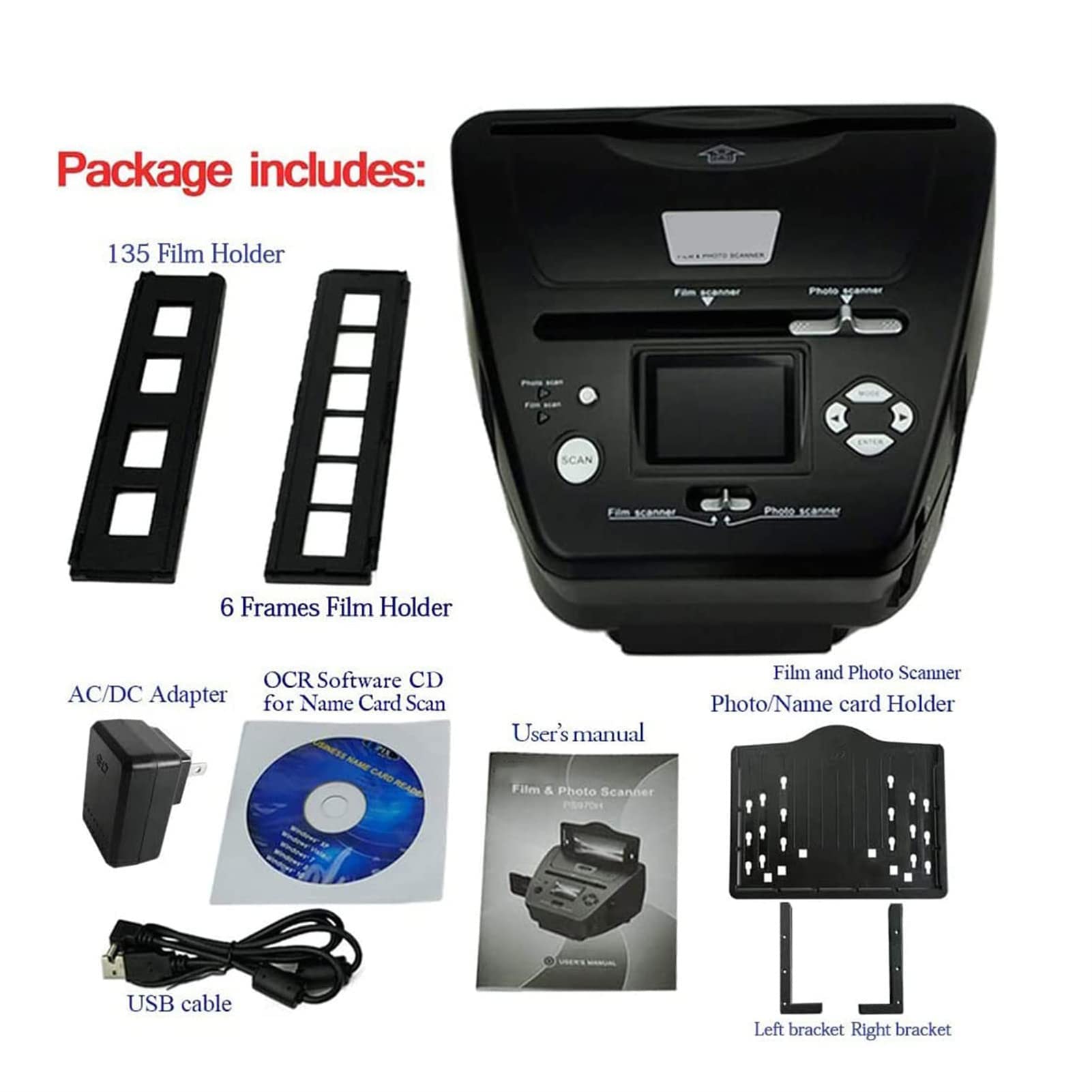 16MP Digital Film & Slide Scanner - Convert 35mm/135 Negatives & Slides to Digital Files - Perfect for Archiving Old Photos, Digitizing Family Memories & Professional Photography Projects