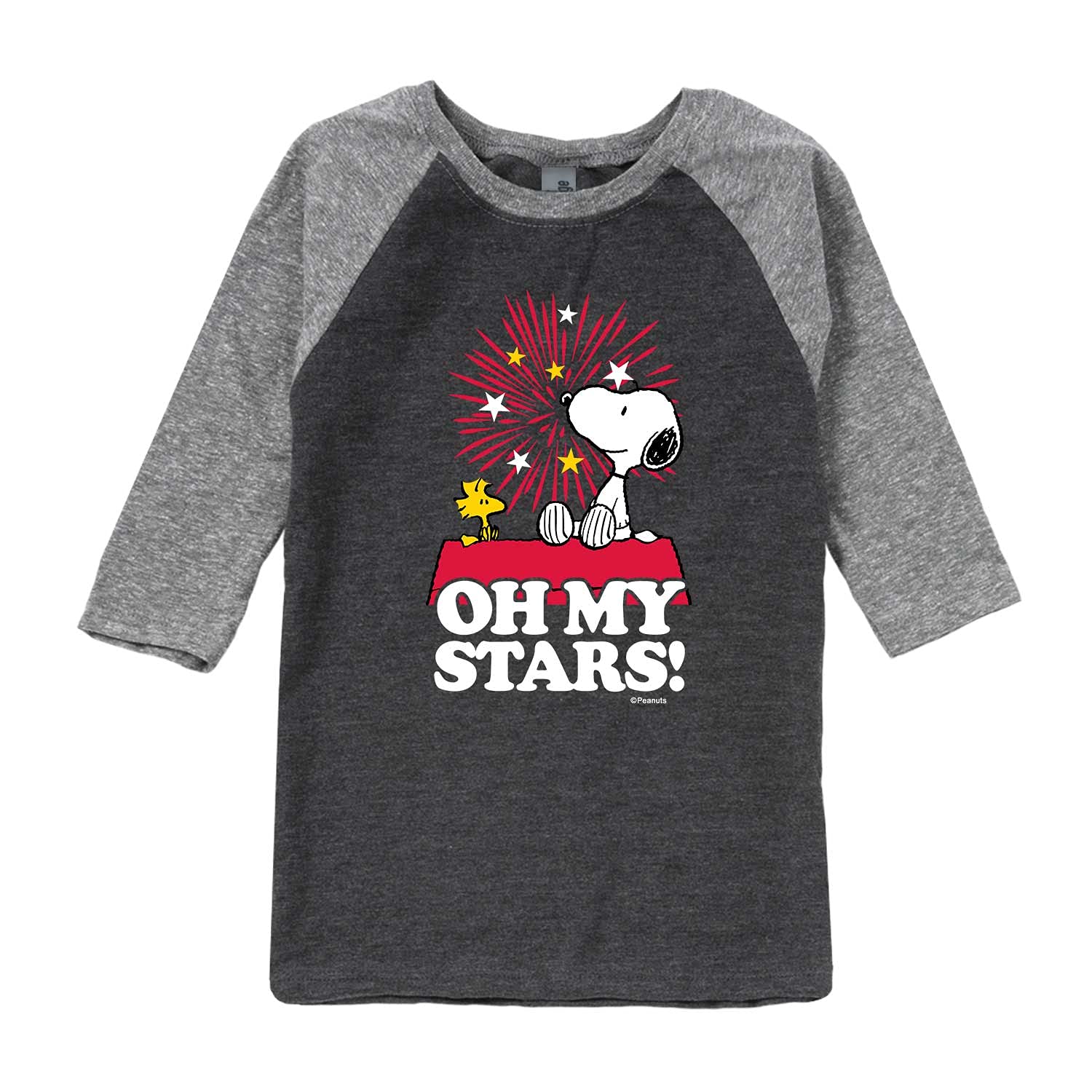 Peanuts Hybrid Apparel Oh My Stars Raglan T-Shirt for Toddler & Youth | Soft Cotton Blend | Snoopy Cartoon Graphic Tee | Perfect for School, Playdates & Family Outings