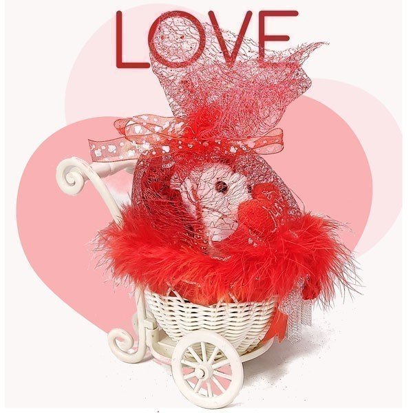 Cute Teddy Bear in Decorative Bicycle Cart with Net - Perfect for Nursery Decor, Baby Shower Gifts & Kids Room Accessories