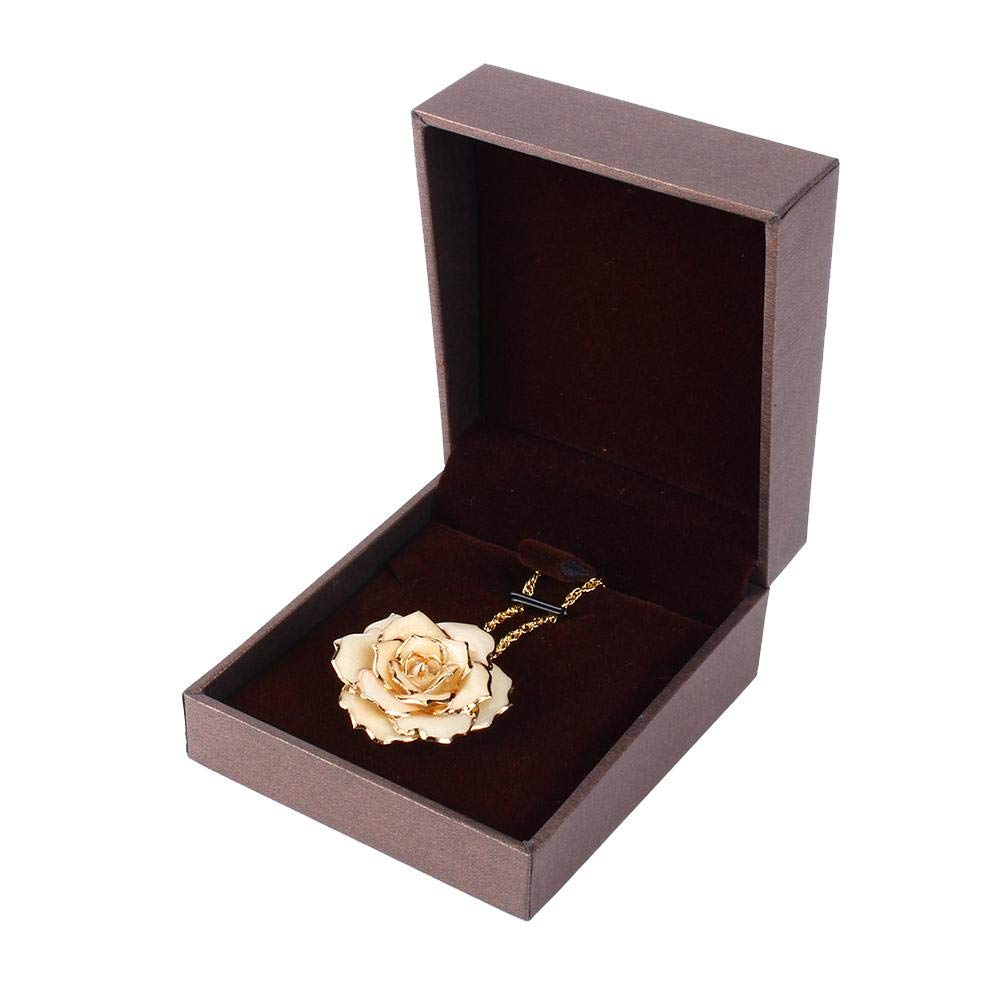 24K Gold Dipped Vintage Rose Flower Pendant Necklace for Women - 30mm Real Rose Charm, Elegant Cream Gold Chain - Perfect Gift for Anniversary, Valentine's Day & Special Occasions