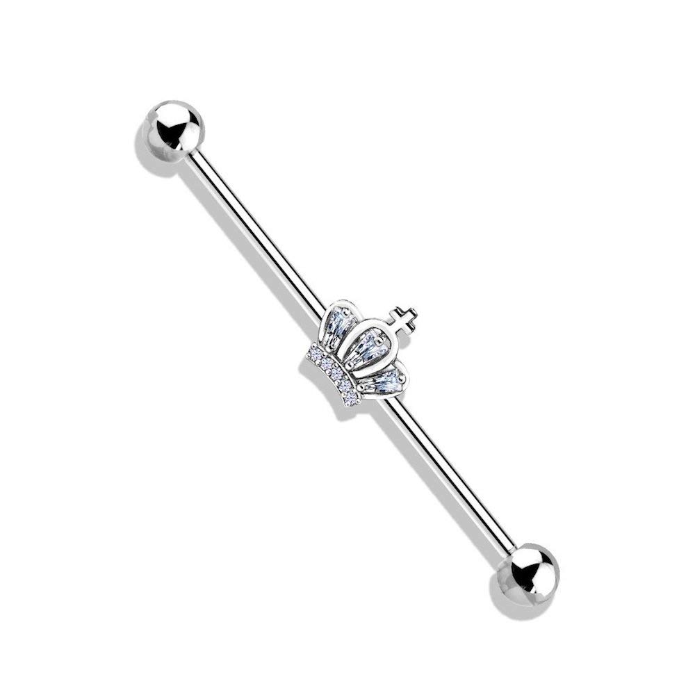 CZ Crown Surgical Steel Barbells - Durable & Stylish for Body Piercing