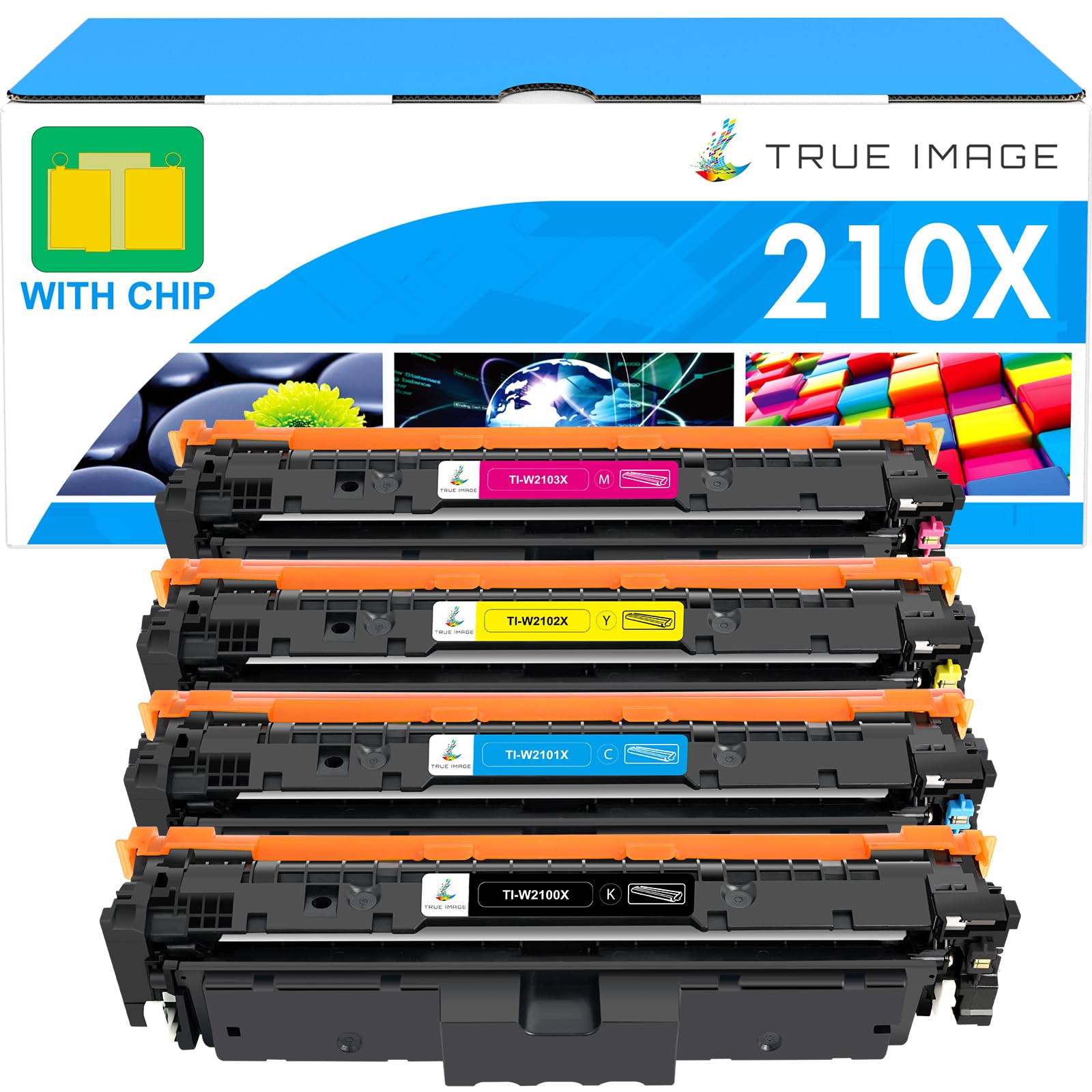 High Yield 210X Toner Cartridges 4-Pack (Chip Included) - Compatible with HP 210X/210A for HP Color LaserJet MFP 4301fdw/4301fdn/Pro 4201dw/4201dn Series (Black/Cyan/Yellow/Magenta) - Perfect for Office Printing & High-Volume Documents