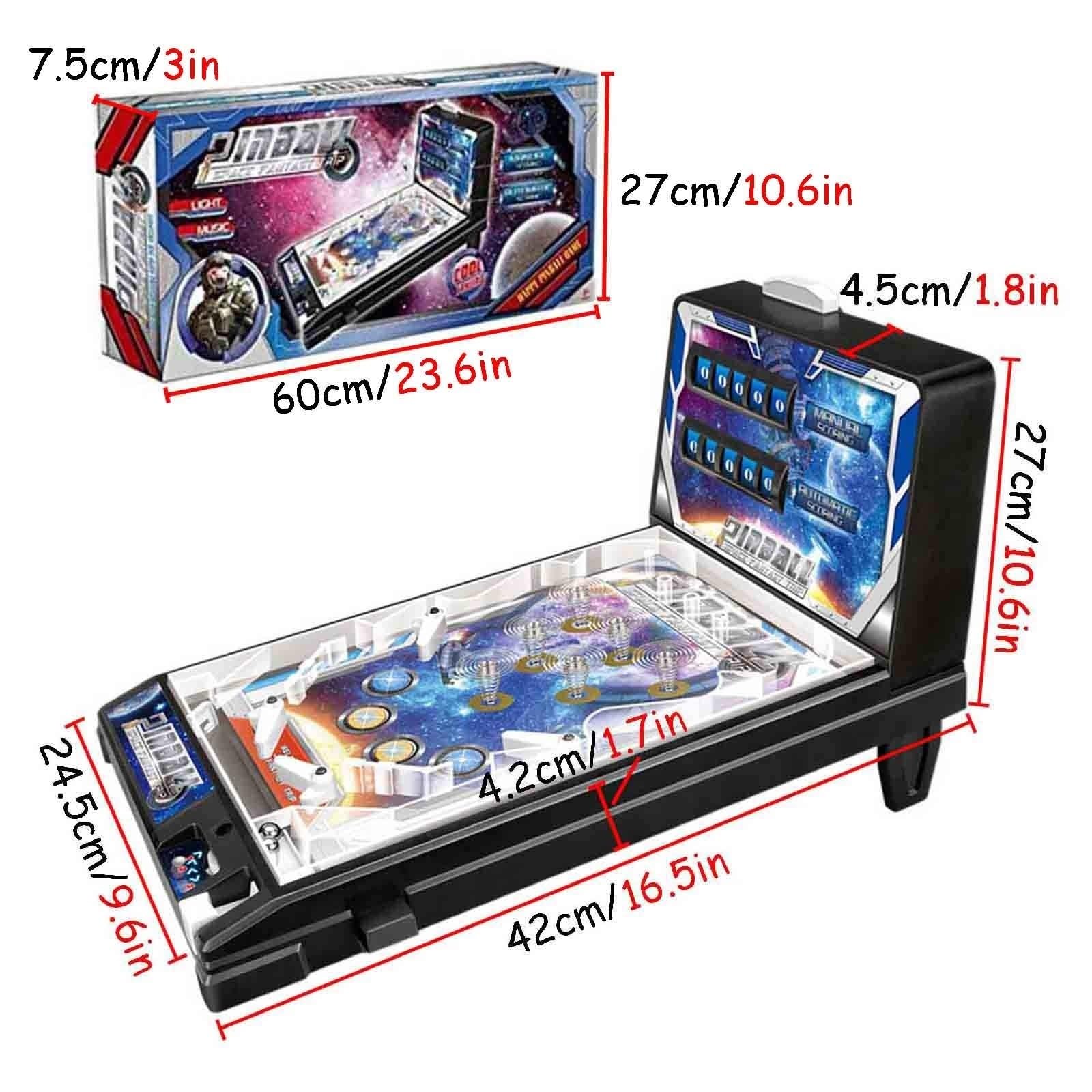 Kids Electronic Tabletop Pinball Machine - Retro Arcade Game with LED Lights, Music & Score Counter | Fun Skill Game for Home, Office & Game Room Entertainment