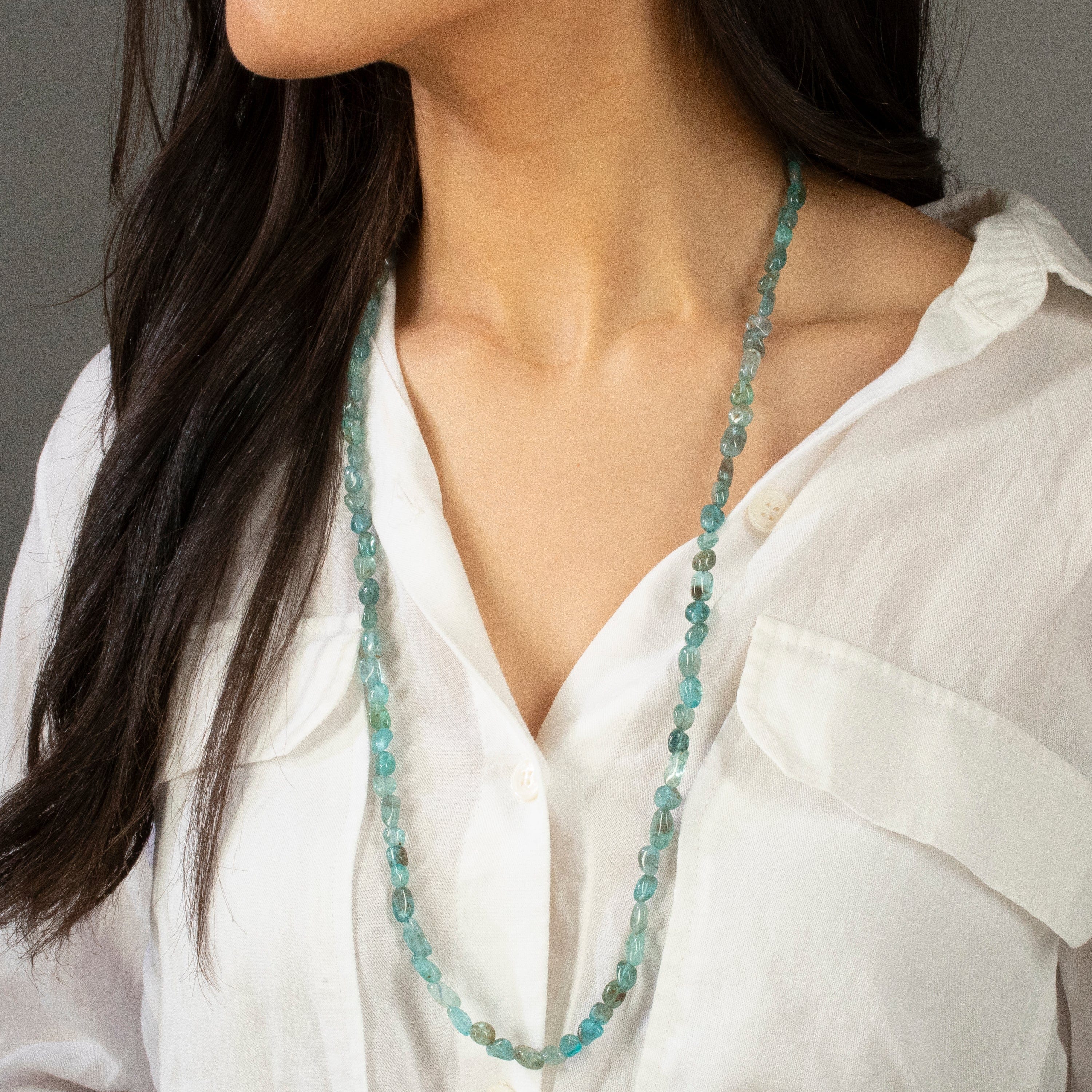 8mm Natural Apatite Gemstone Beaded Necklace & Multi-Wrap Bracelet Set - Healing Crystal Jewelry for Meditation, Yoga & Spiritual Energy