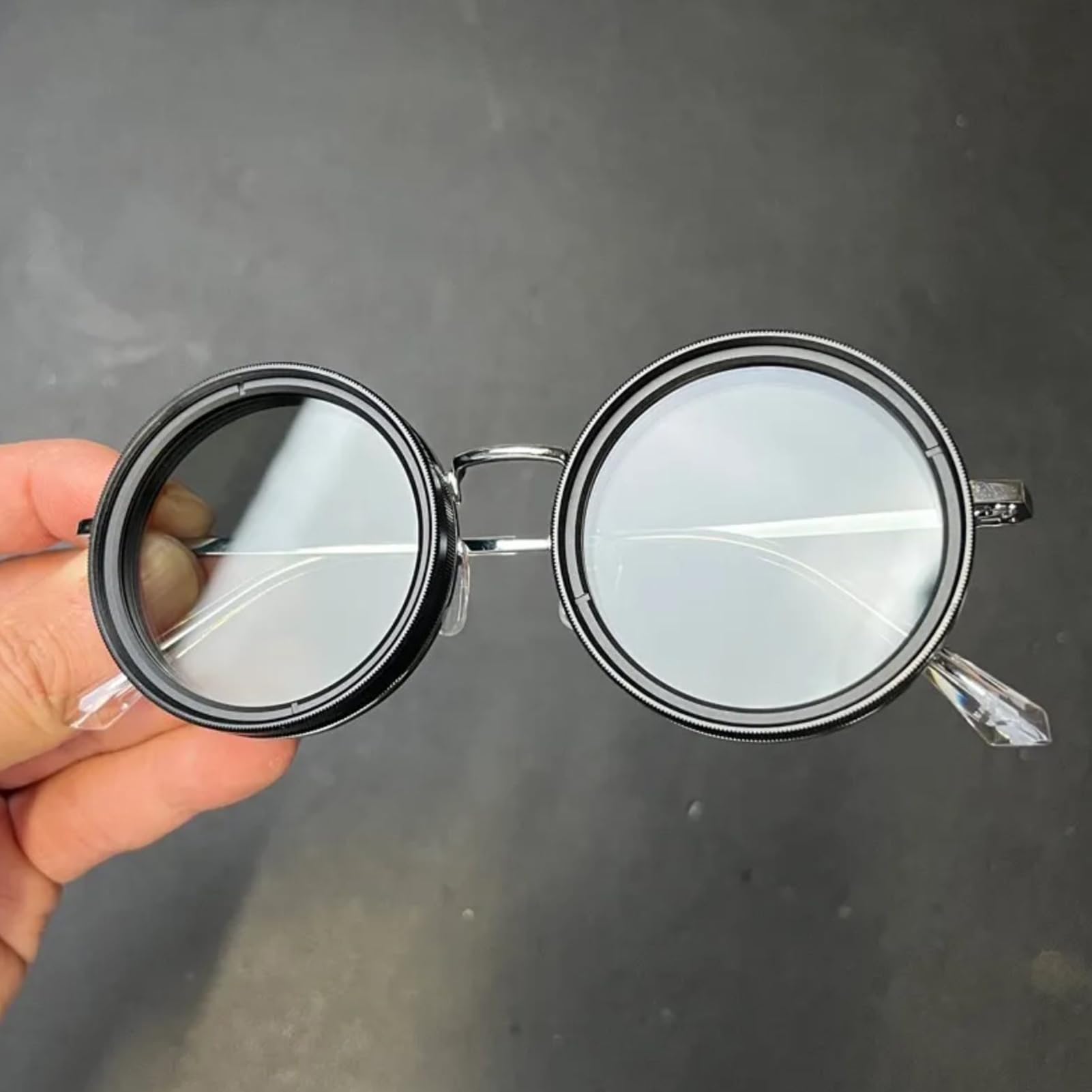 Polarized Sunglasses with Adjustable Tint - UV Protection Round Frame Sunglasses for Men & Women - Perfect for Driving, Fishing, and Outdoor Activities