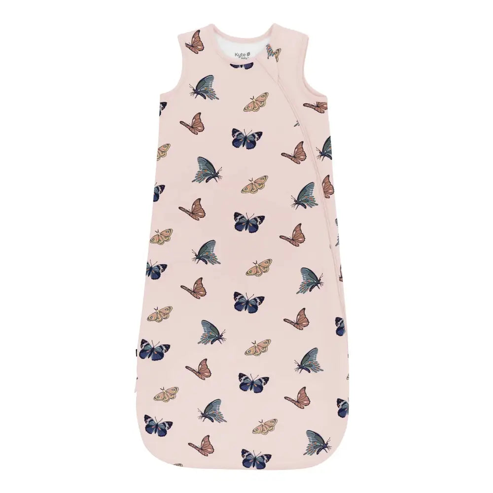 Kyte Baby 1.0 Tog Printed Sleep Sack - Blush Butterfly Design | Soft Baby Sleeping Bag for Newborns & Infants | Perfect for Nursery, Daycare & Travel