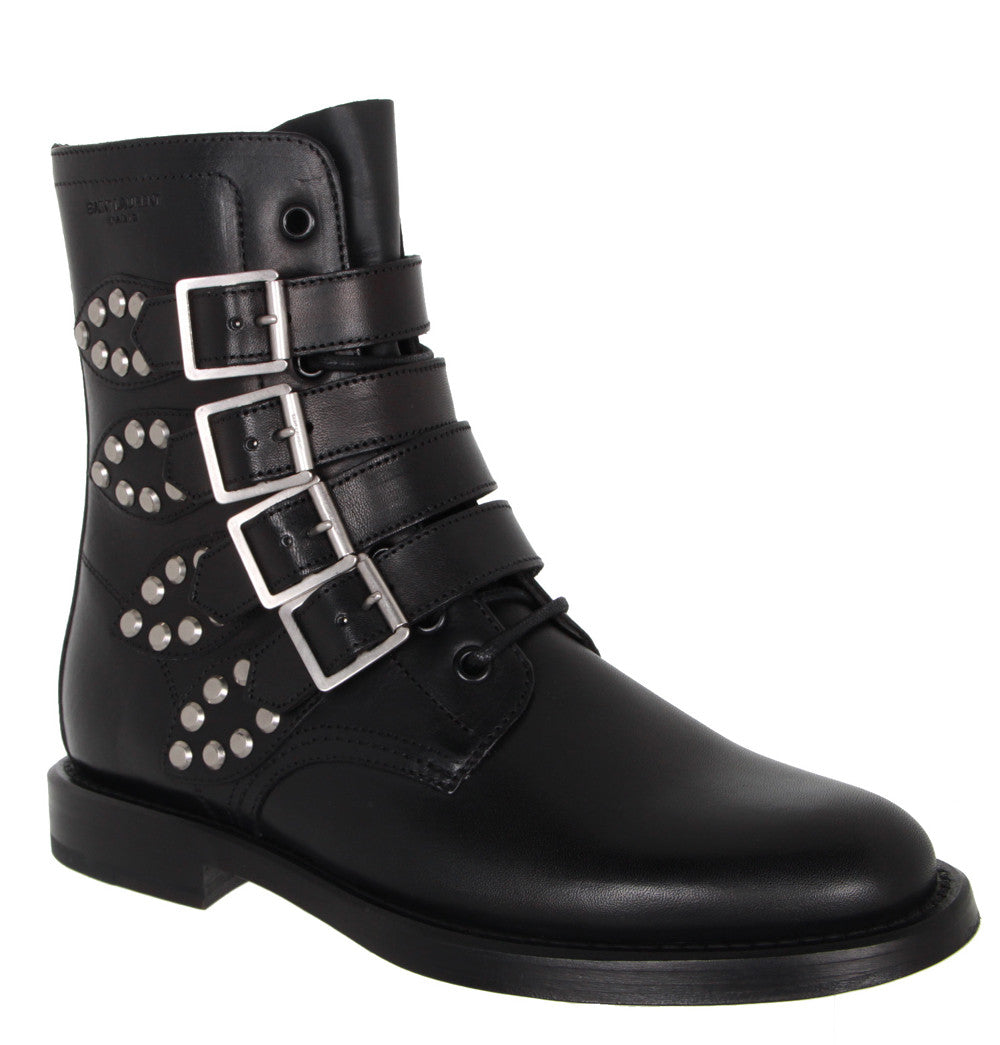 Men's Multi Buckle Ranger Boots - Durable Black Leather Work Boots for Hiking, Hunting & Outdoor Adventures