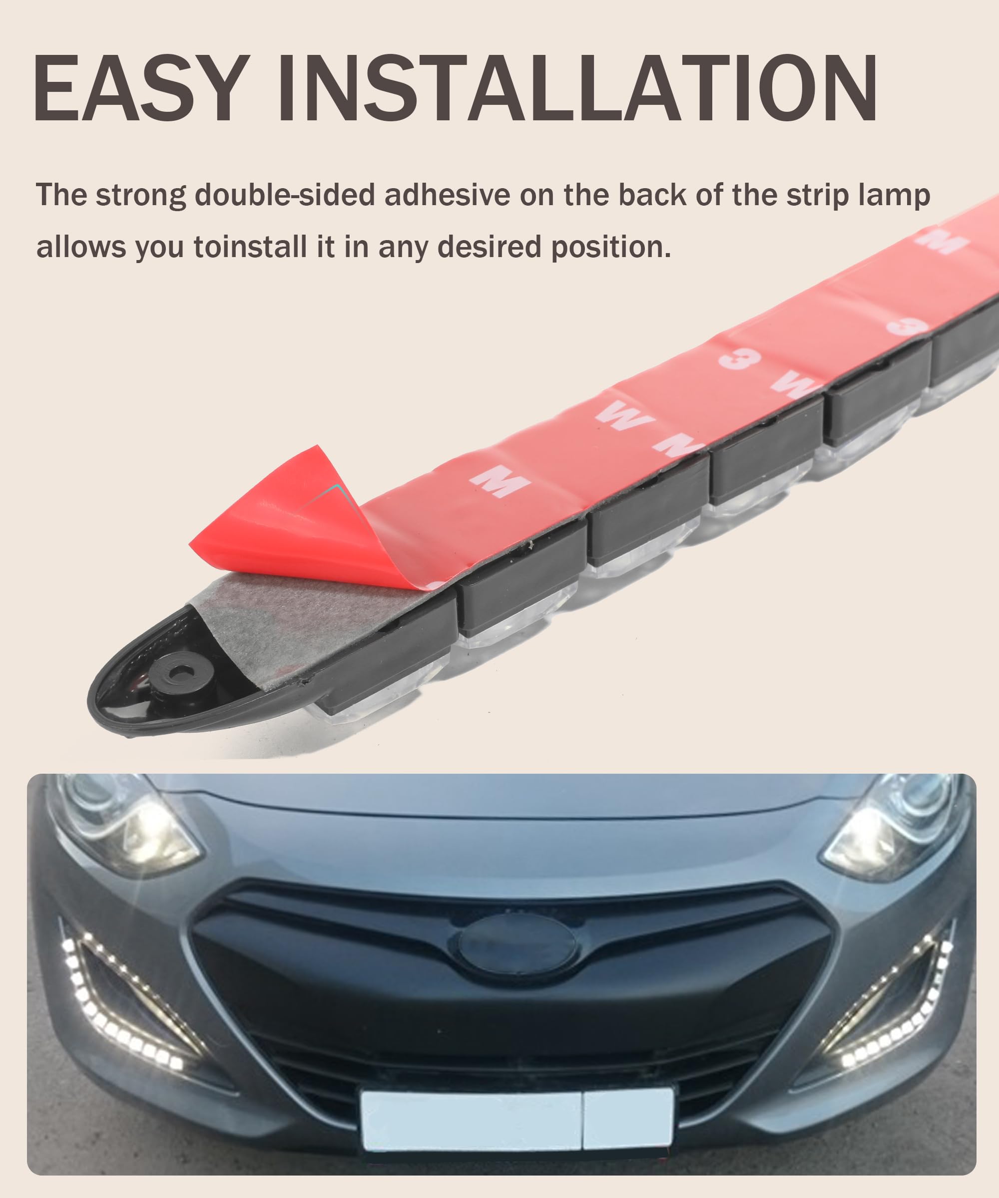 High Power 12 LED Car Fog Lights Kit - Bright White Daytime Running Lights with Black Shell - Durable Flexible Exterior LED Lights for Cars, Trucks, SUVs - Perfect for Night Driving, Off-Roading & Bad Weather Conditions