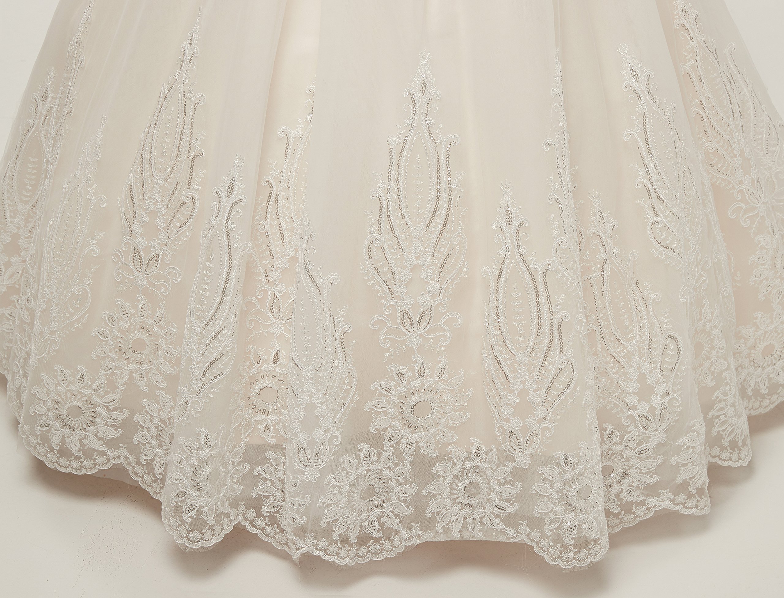 Elegant Beaded Sequins Applique Tulle Wedding Dress for Women - High Neck Bridal Gown for Church Ceremony, Ballroom Reception & Formal Occasions