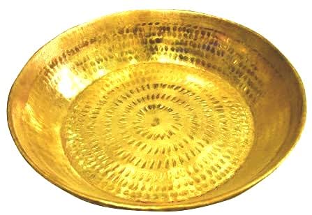 Will & Weaves Traditional Brass Hammered Dough Maker & Atta Maker - 12 Inch Indian Kitchen Utensil with 2 Liter Brass Pot (Patila) - Perfect for Roti, Chapati & Paratha Dough Preparation at Home
