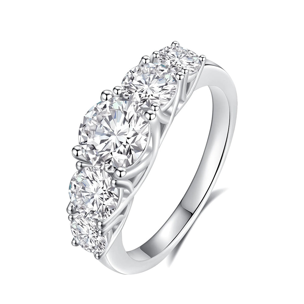 Classic Five Stone Anniversary Band Ring for Women - Elegant Wedding, Engagement & Promise Jewelry Gift - Perfect for Anniversaries, Birthdays & Special Occasions