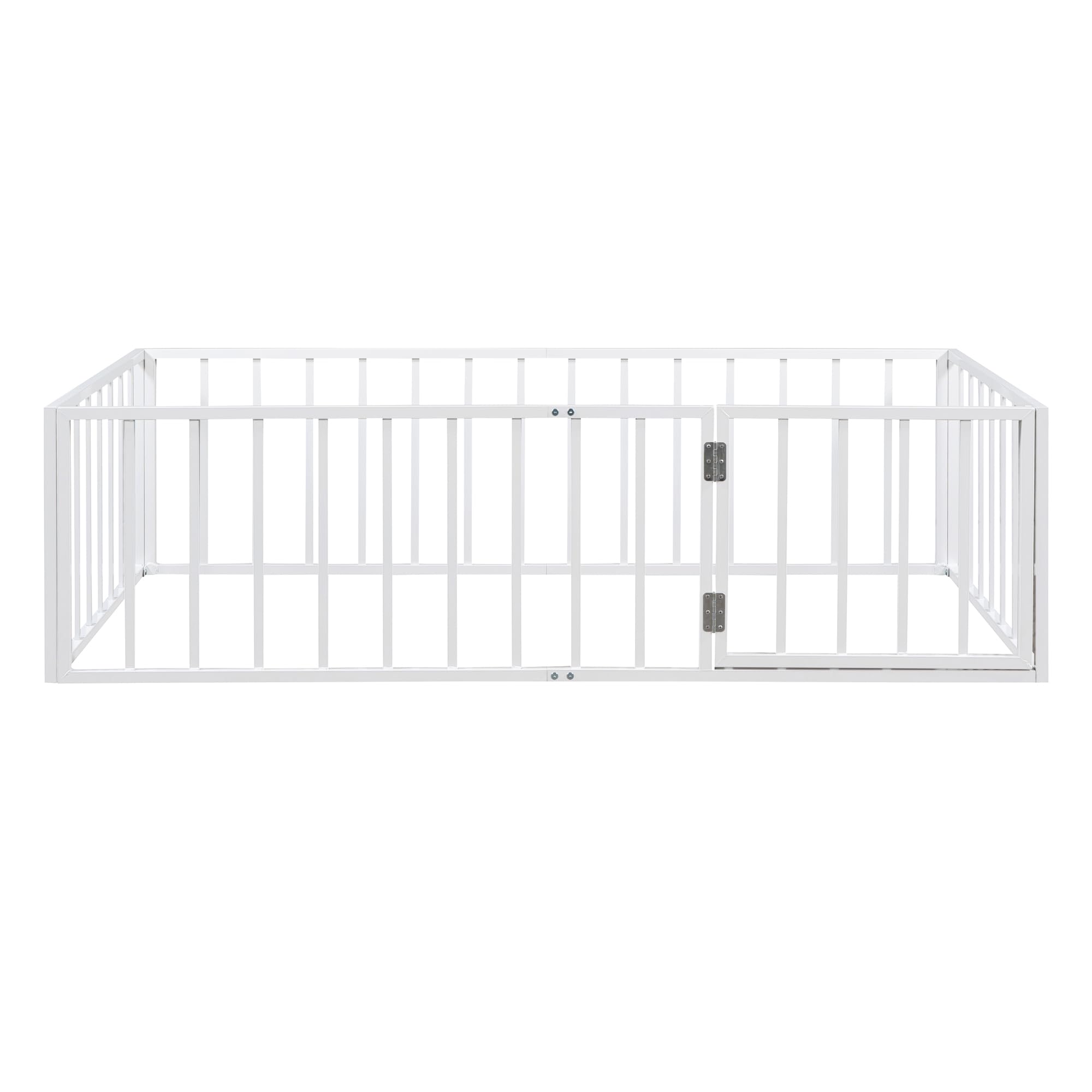 Bellemave Twin Floor Bed for Kids - Montessori Style Wooden Bed with Door, Low Profile Toddler Bed for Boys & Girls, Sturdy Metal Frame (White) - Perfect for Montessori Bedrooms, Daycare Centers & Safe Toddler Sleep Spaces