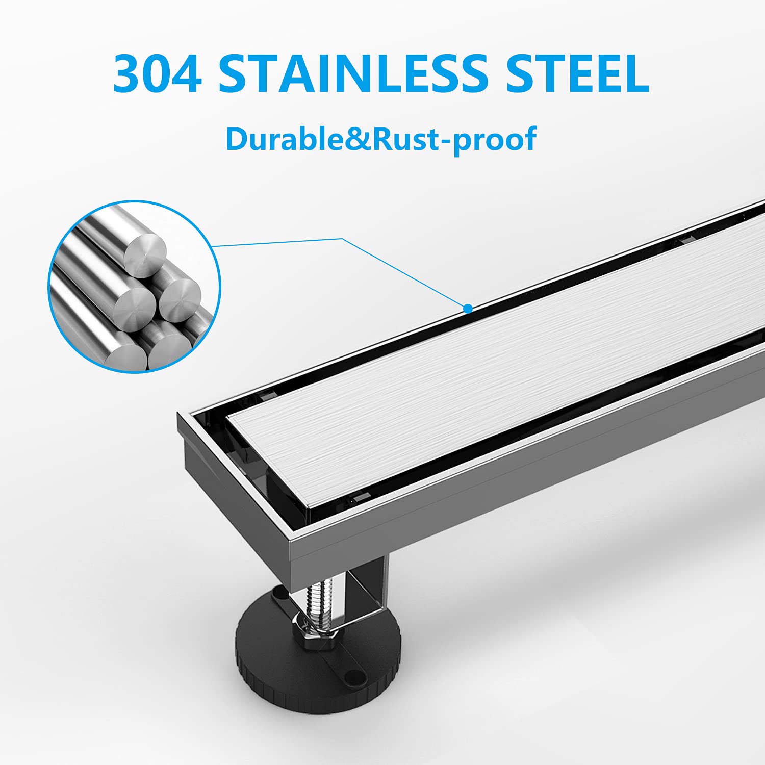 36 Inch Tile Insert Shower Drain - 2 in 1 Brushed Nickel Linear Drain with 304 Stainless Steel Grate | Perfect for Modern Bathroom Renovations & Walk-In Showers