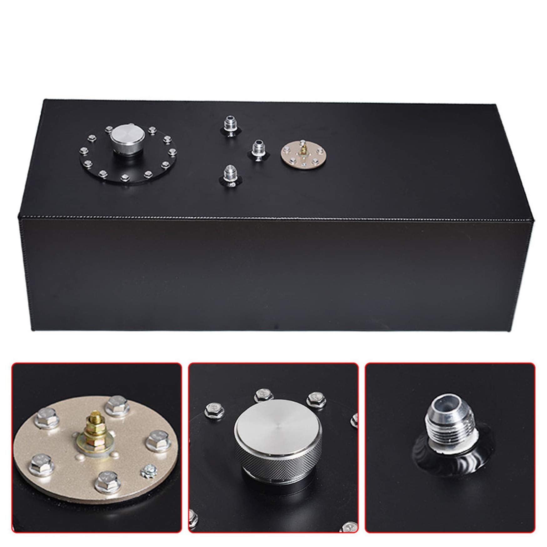 15 Gallon/57L Black Aluminum Racing Fuel Cell with Level Sender - Top-Feed Design for Drift Cars, Hot Rods & Street Trucks | High-Performance Gas Tank for Motorsports & Custom Builds