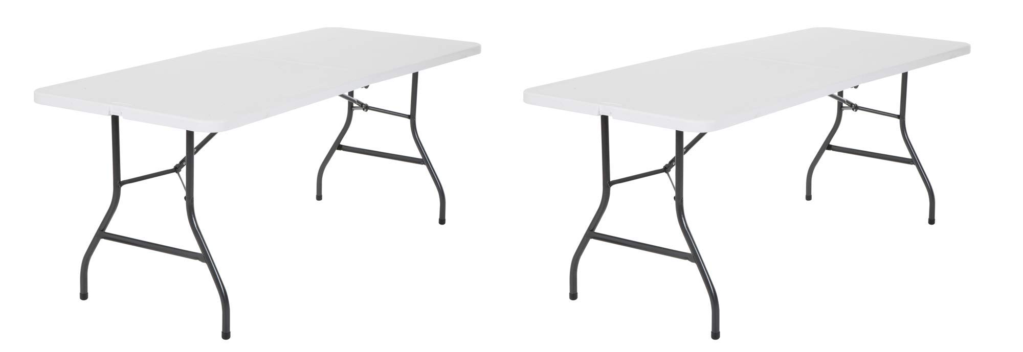 6ft Folding Table - Portable Plastic Indoor Outdoor Picnic Party Dining Camping Table - Lightweight & Sturdy for Home, Office, BBQ, Tailgating, Beach (White, 2-Pack)