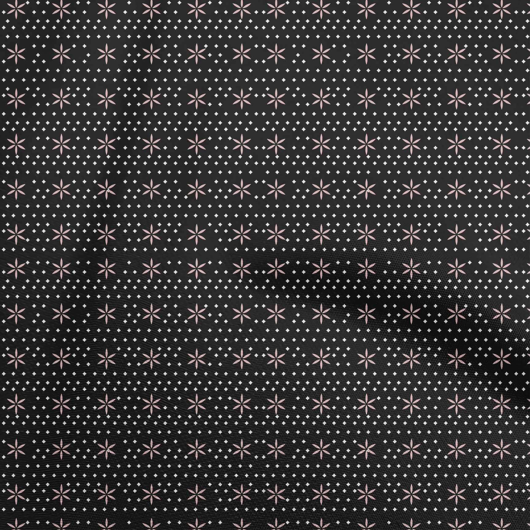 oneOone Polyester Spandex Black Geometric Print Fabric - 56 Inch Wide Dress Material by The Yard (6892) | Perfect for DIY Dresses, Skirts & Home Decor Projects