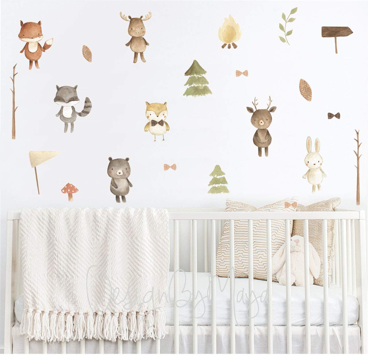 Woodland Animals Baby Wall Decals - Modern Nursery Room Decor, Peel & Stick Wall Art for Kids - Perfect for Baby Shower Gifts & Nursery Wall Stickers