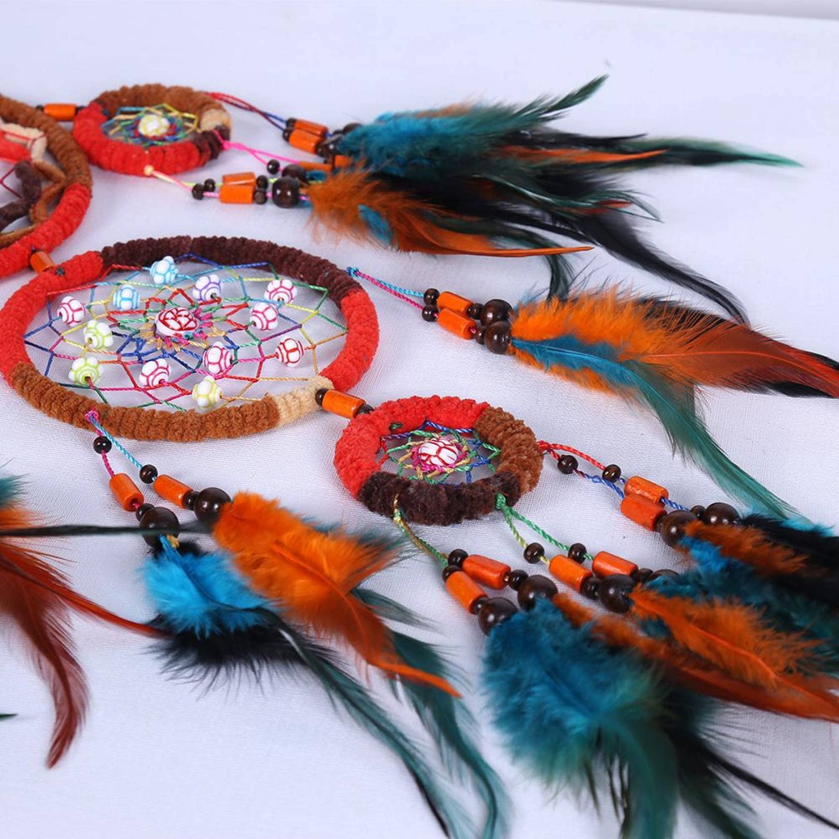 Handmade Feather Dream Catcher Wind Chime - Boho Wall Hanging Decor for Bedroom, Nursery & Living Room | Spiritual Gift for Women, Housewarming Present | Meditation Room & Yoga Studio Decoration