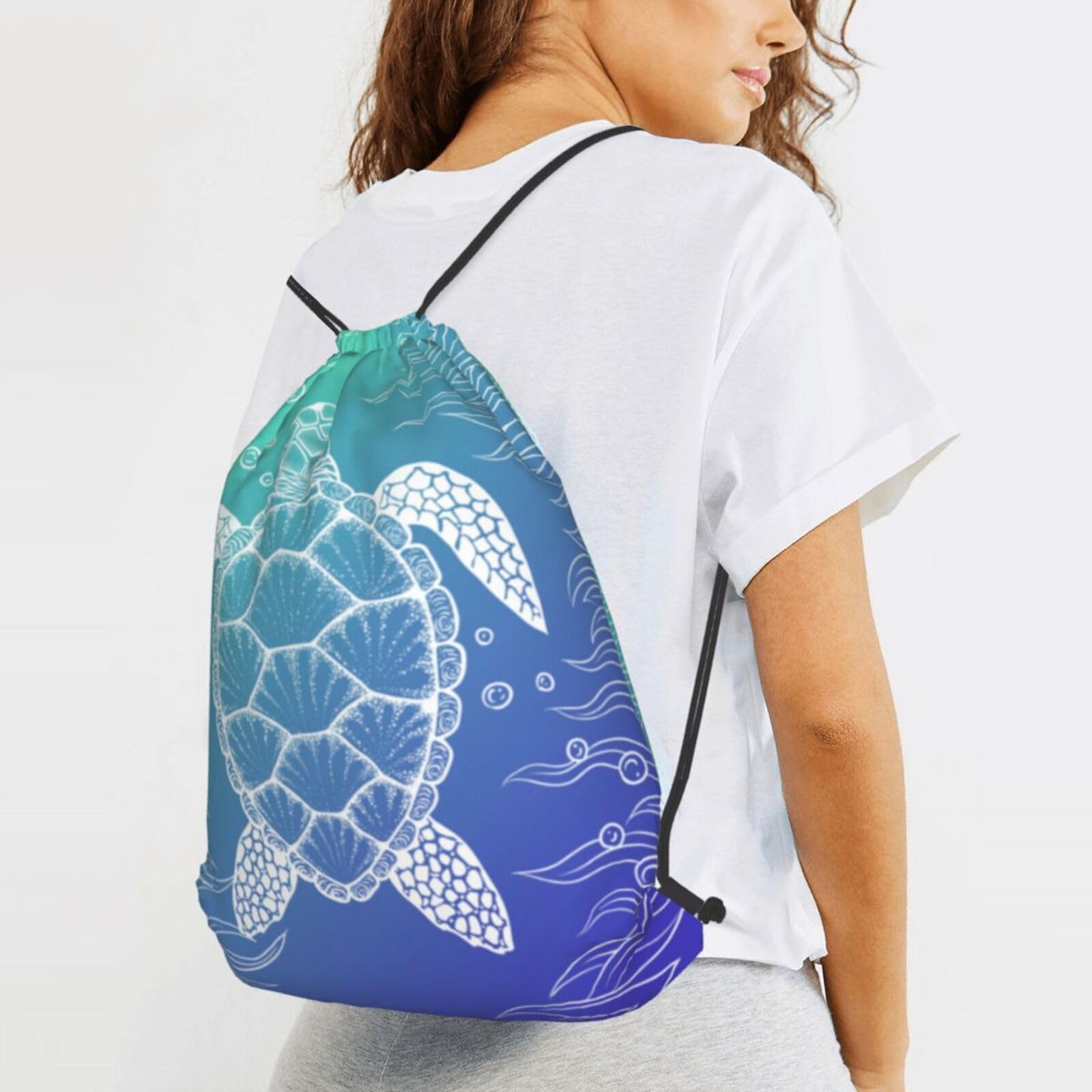 **Waterproof Turtle Drawstring Backpack - Sports & Gymnastics Grip Bag for Men & Women - Durable Pull String Storage Bag - Perfect for Gym, Beach, Travel & Outdoor Activities**