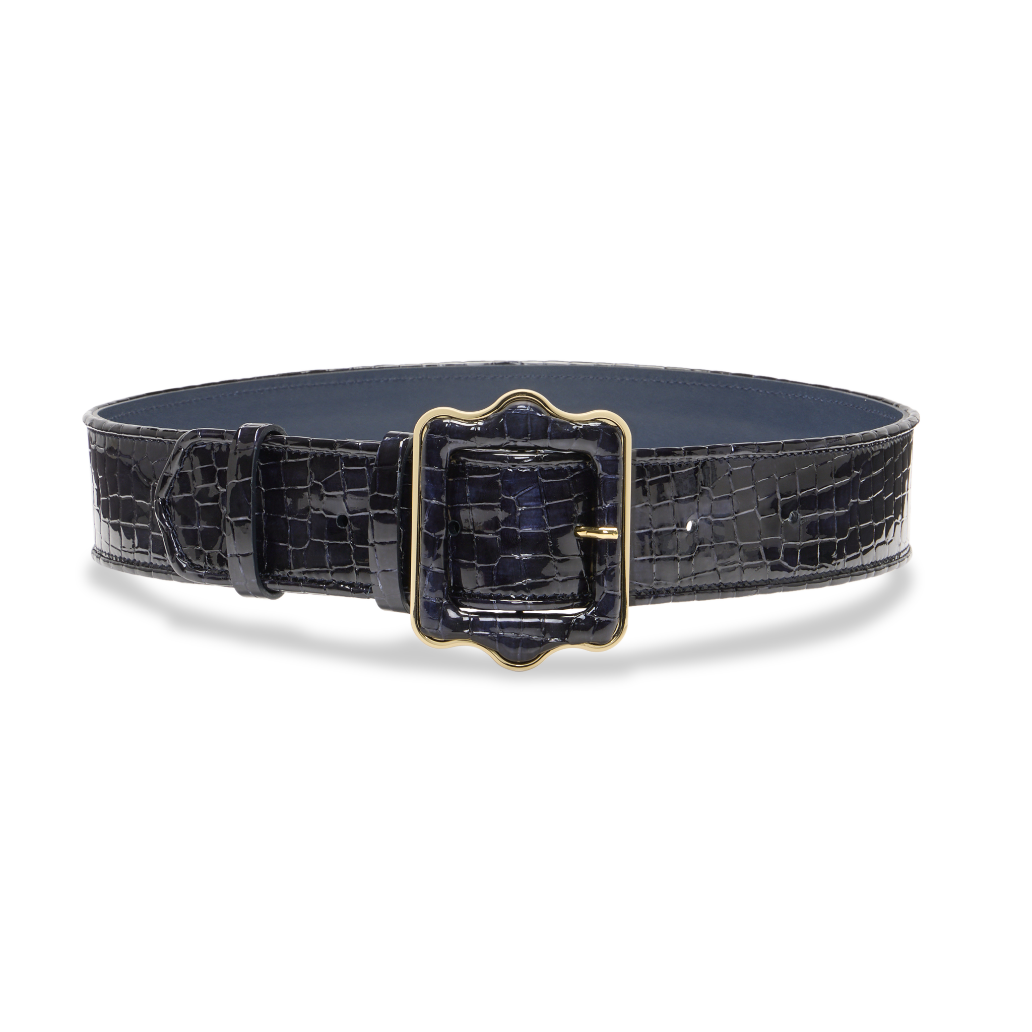 Navy Croc Embossed Patent