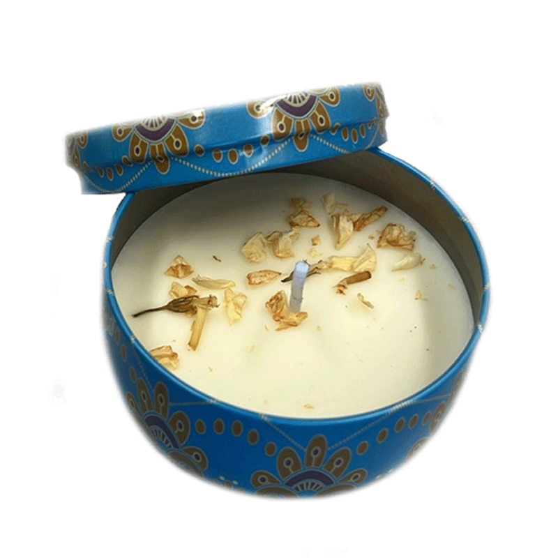 Blue Scented Candle Pot - Aromatherapy Soy Wax Candle in Decorative Ceramic Jar for Home Relaxation, Meditation & Gift Giving