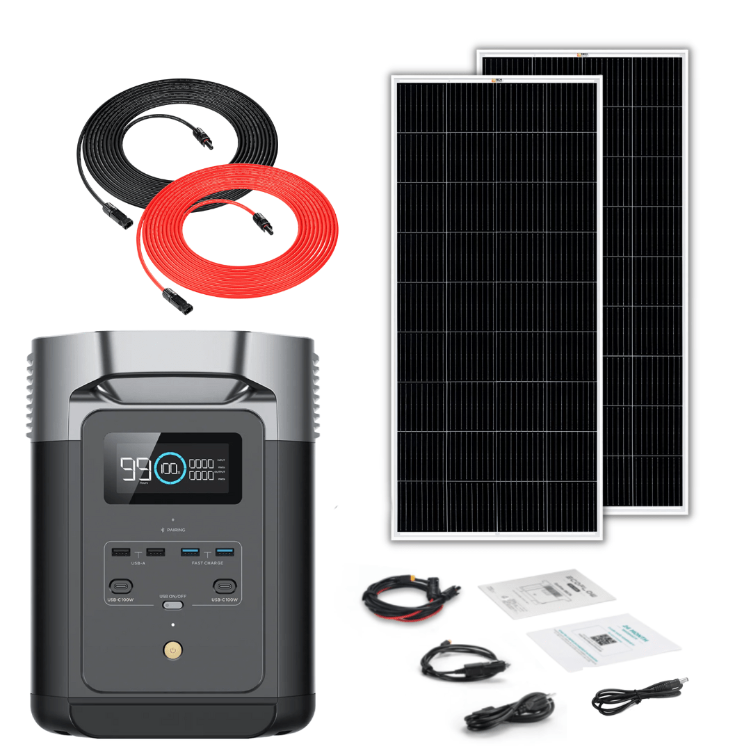 EcoFlow DELTA 2 Portable Power Station - 1024Wh Capacity, 1800W Output, Solar Generator Kit with 200W Monocrystalline Solar Panel - Perfect for Camping, RV Trips & Emergency Power Backup