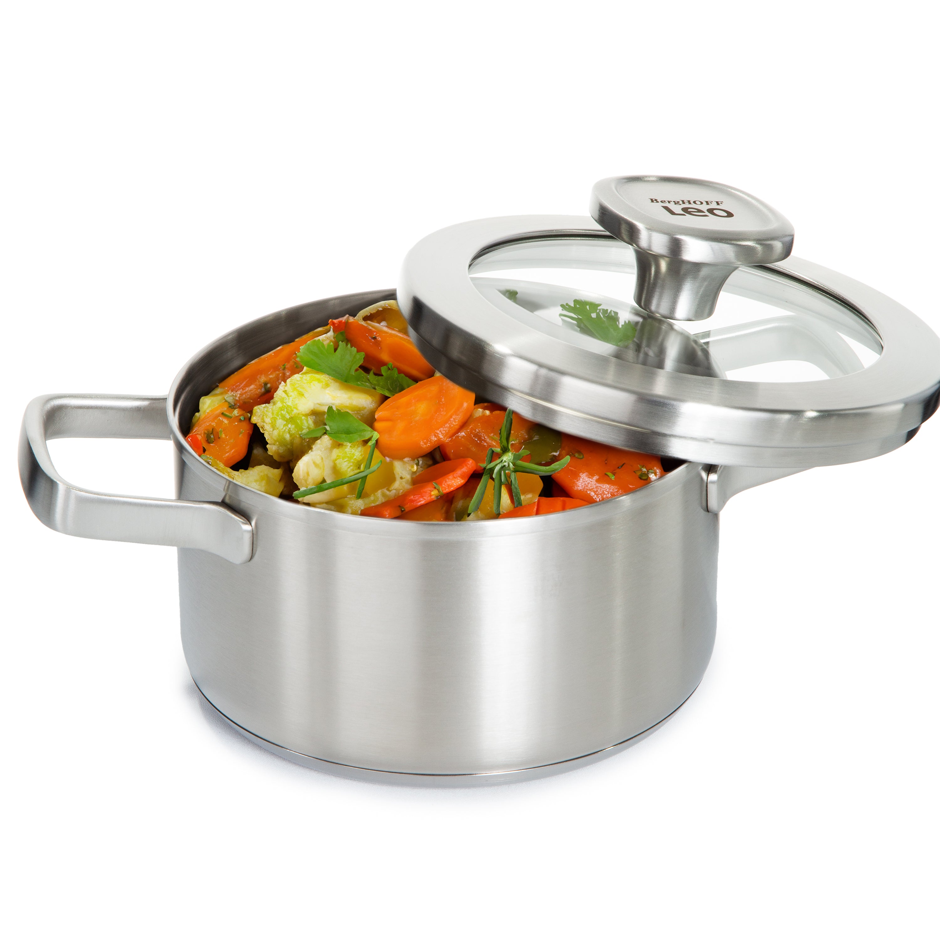 BergHOFF Leo Graphite Recycled 18/10 Stainless Steel Stockpot 6.25 Quart (1.7 Liter) with Tempered Glass Lid - Durable Cooking Pot for Soups, Stews & Pasta - Induction Compatible Stock Pot for Home & Professional Kitchens