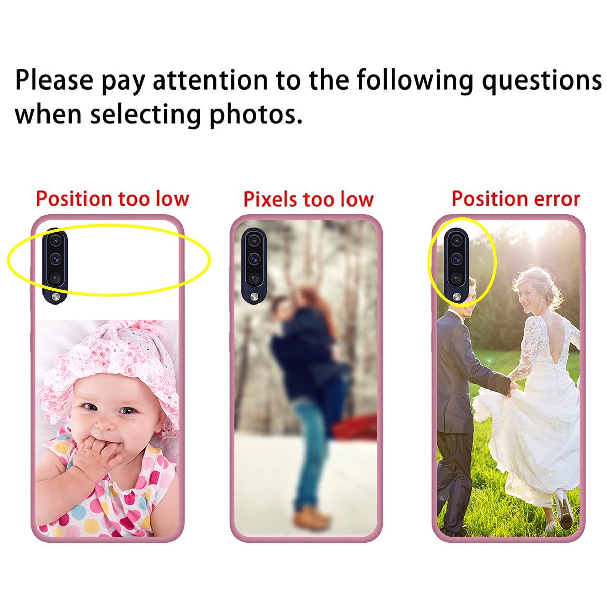 Custom Photo Phone Case for Samsung Galaxy A50 - Personalized Picture Bumper Silicone Cover with Soft Matte Finish | Protective Candy Case for Birthday, Mother's Day Gift | Trendy Pink Protective Cover for Everyday Use & Special Occasions