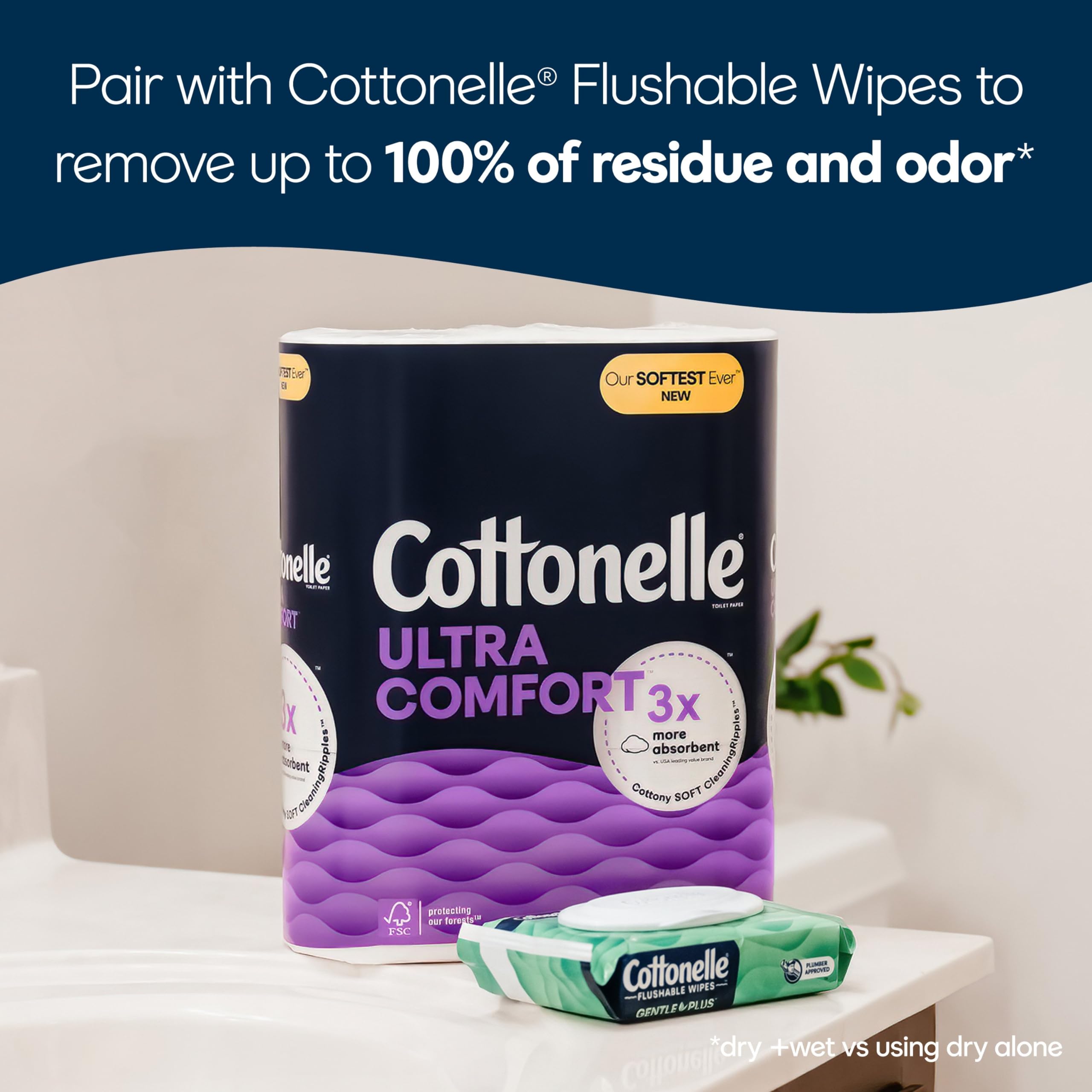 Cottonelle Ultra Comfort Toilet Paper - 9 Mega Rolls (Equivalent to 36 Regular Rolls) | 244 Sheets per Roll | Soft & Strong Bath Tissue for Home & Office Use | Packaging May Vary