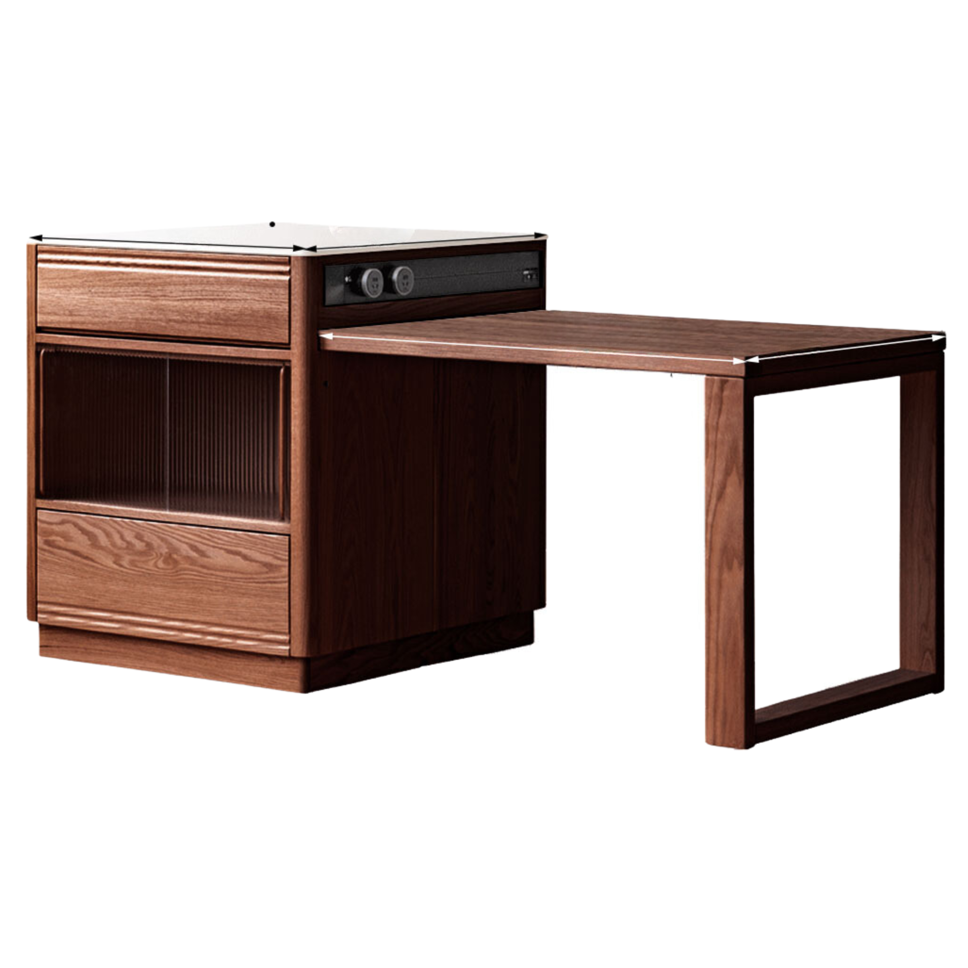 Solid Oak Wood Kitchen Island with Extendable Table and Retractable Cutting Board - Perfect for Small Kitchens, Dining, and Food Prep