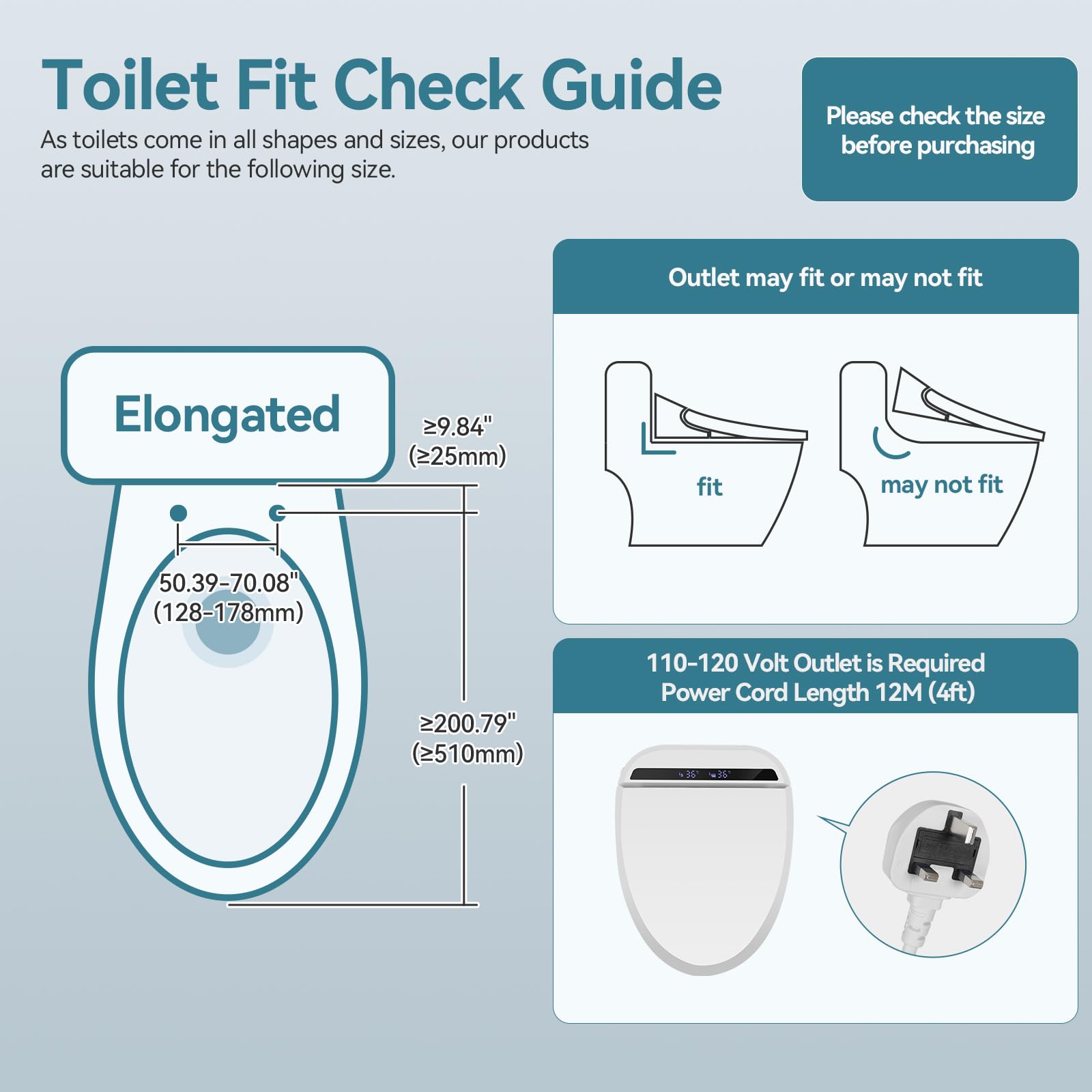YOURLITE Smart Bidet Toilet Seat with Warm Water & Heated Seat - Elongated Electric Bidet with Remote Control, Self-Cleaning Nozzle, Adjustable Temperature & LED Light - Perfect for Modern Bathrooms (White)