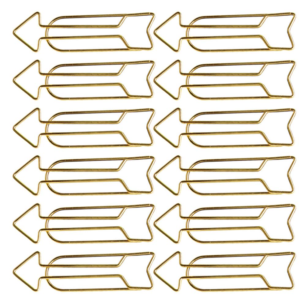Golden Metal Paper Clips 12Pcs - Creative Memo Holders for Office & School Documents