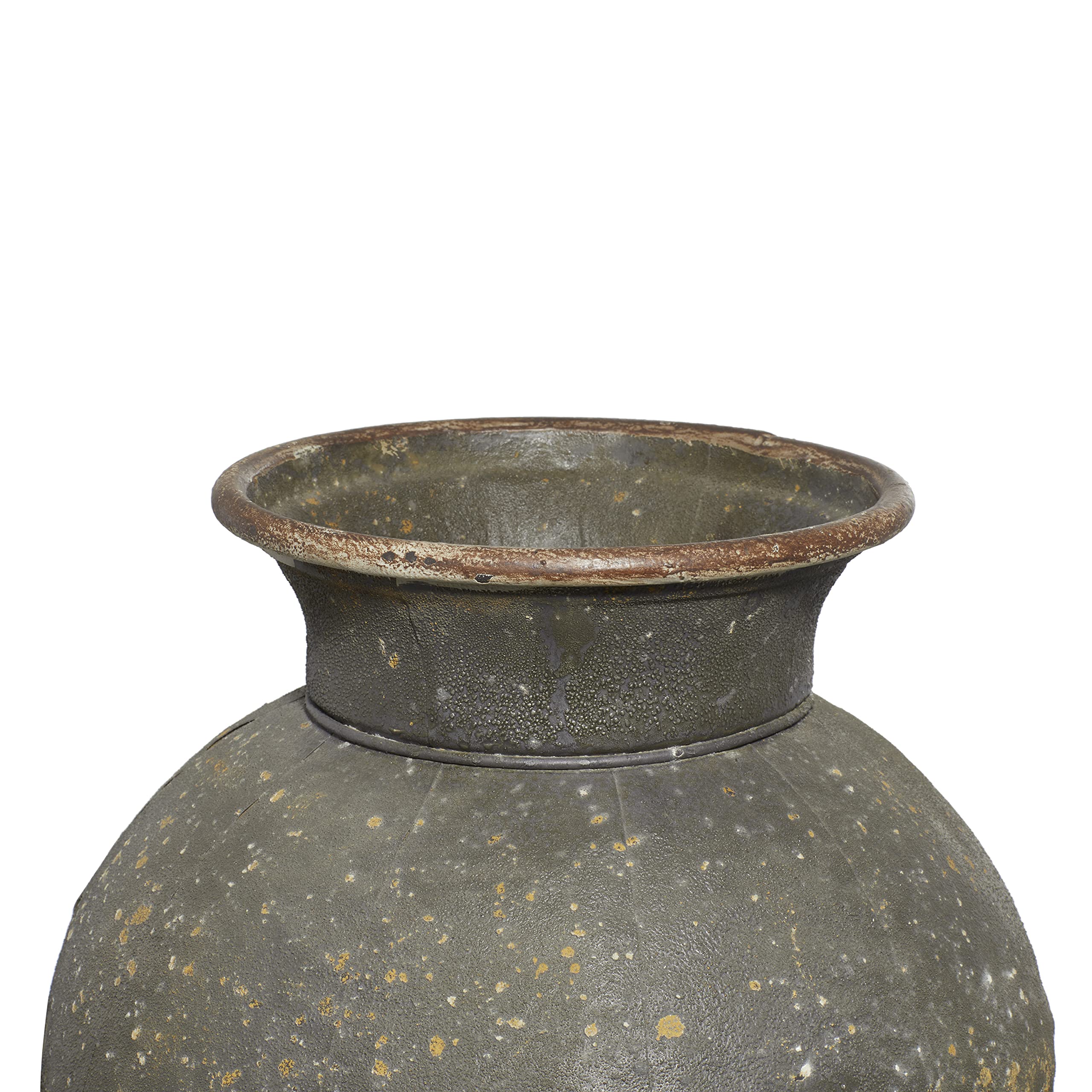 Deco 79 Rustic Metal Vase Set of 3 - Distressed Brown Centerpiece Vases with Rivet Details (37