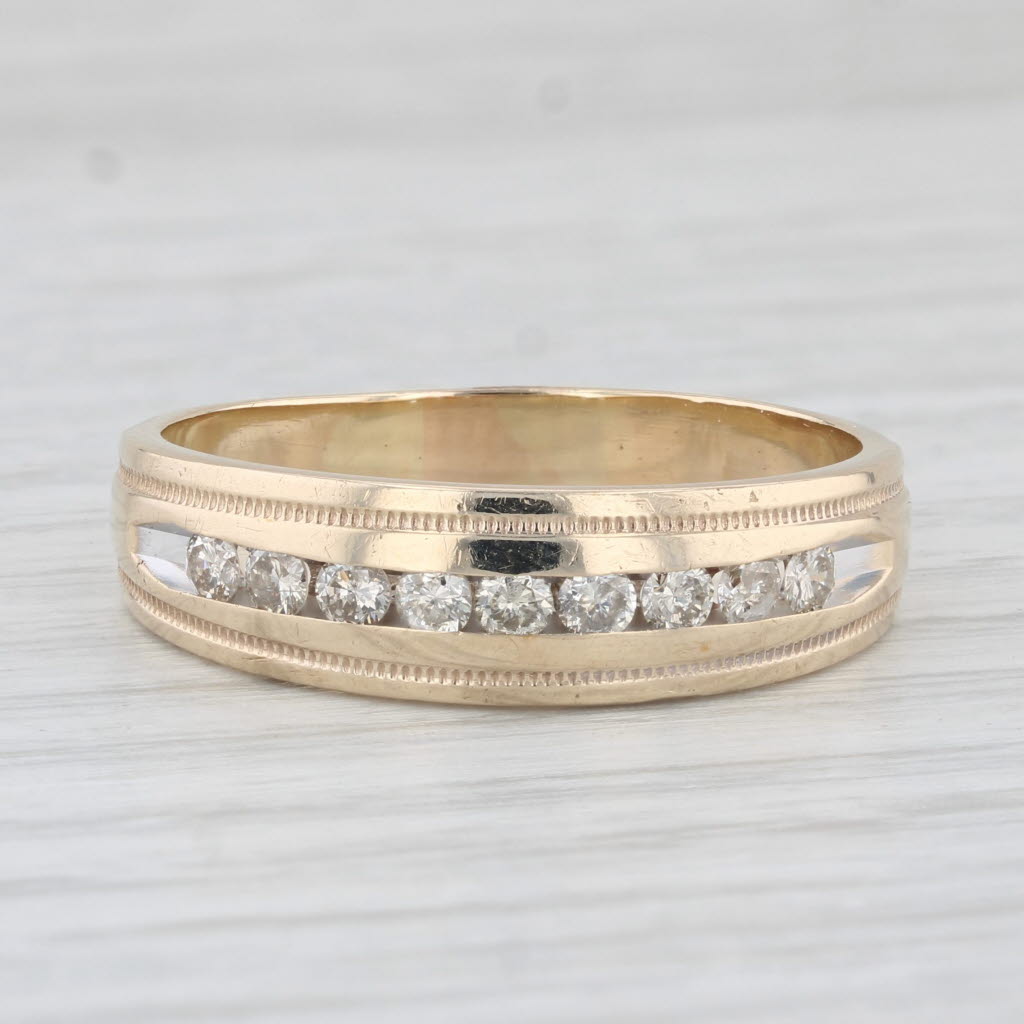 0.48ctw Diamond Men's Wedding Band Ring - 10k Yellow Gold, Size 12.5 - Perfect for Engagement, Anniversary & Special Occasions