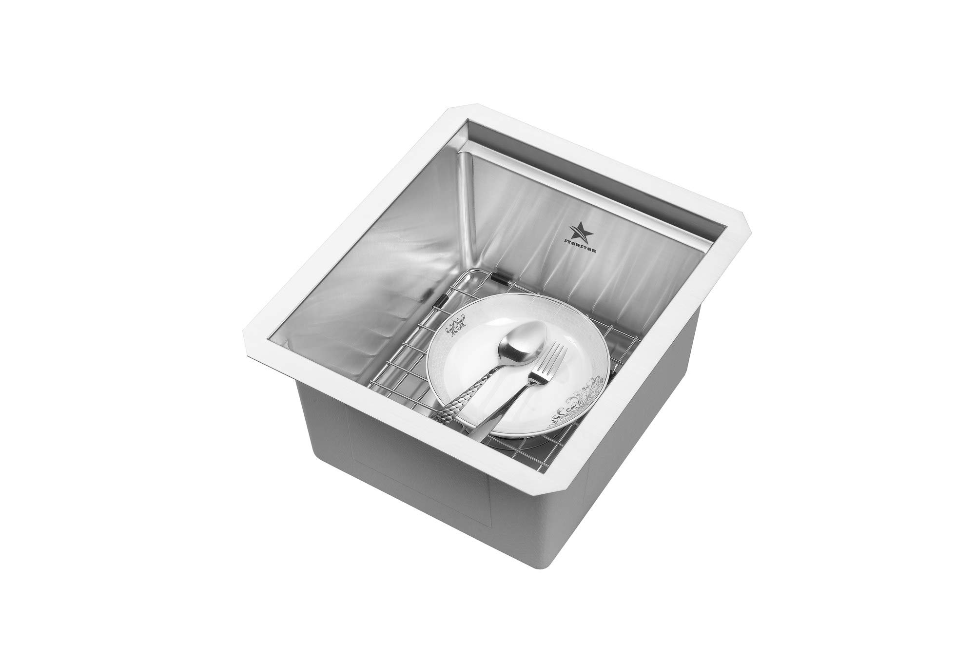 Premium 304 Stainless Steel Undermount Single Bowl Kitchen Sink with Grid, Cutting Board & Strainer Basket - 13
