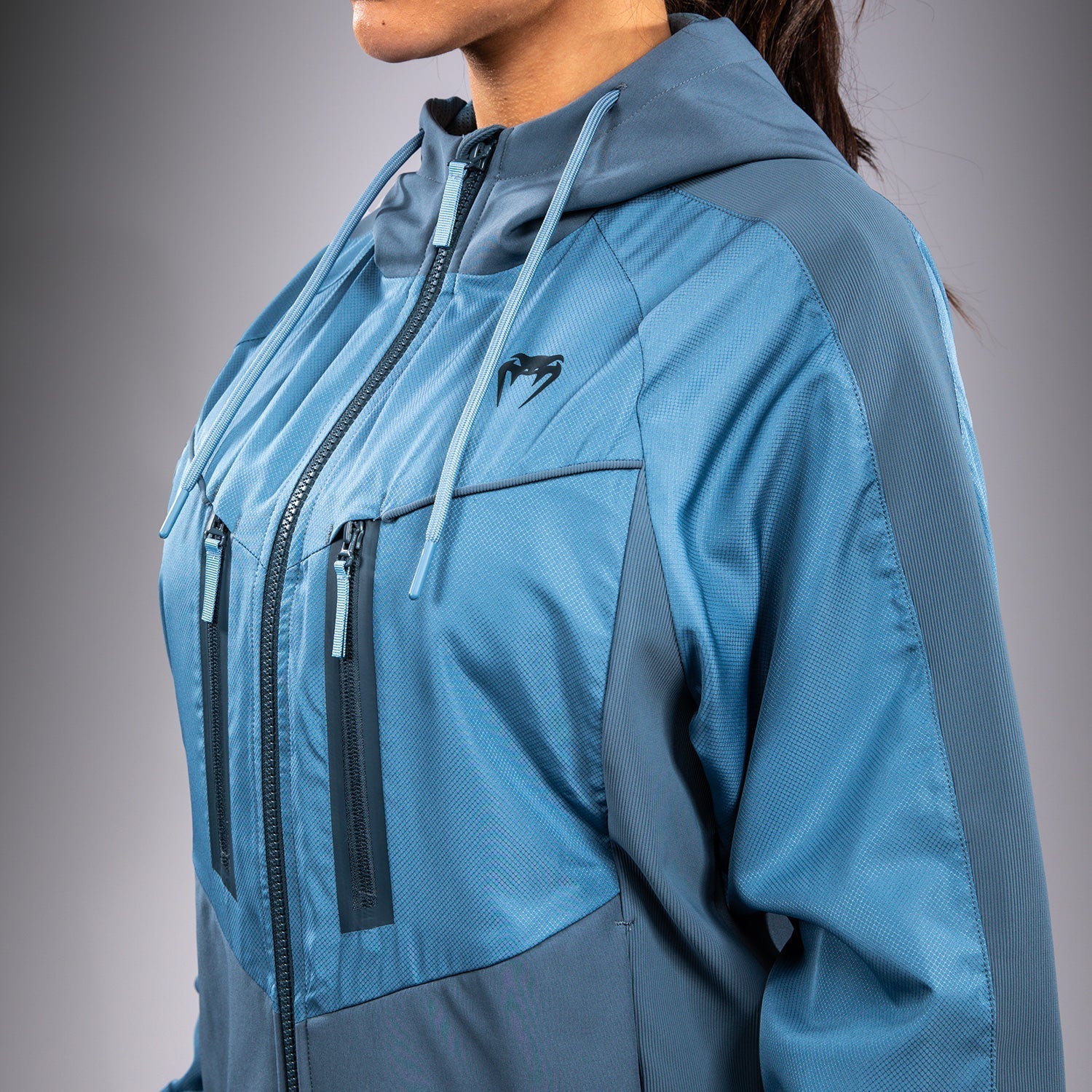 Venum Women's Laser 3.0 Track Jacket - Lightweight Athletic Running Hoodie for Training & Gym - Blue Sportswear for Women