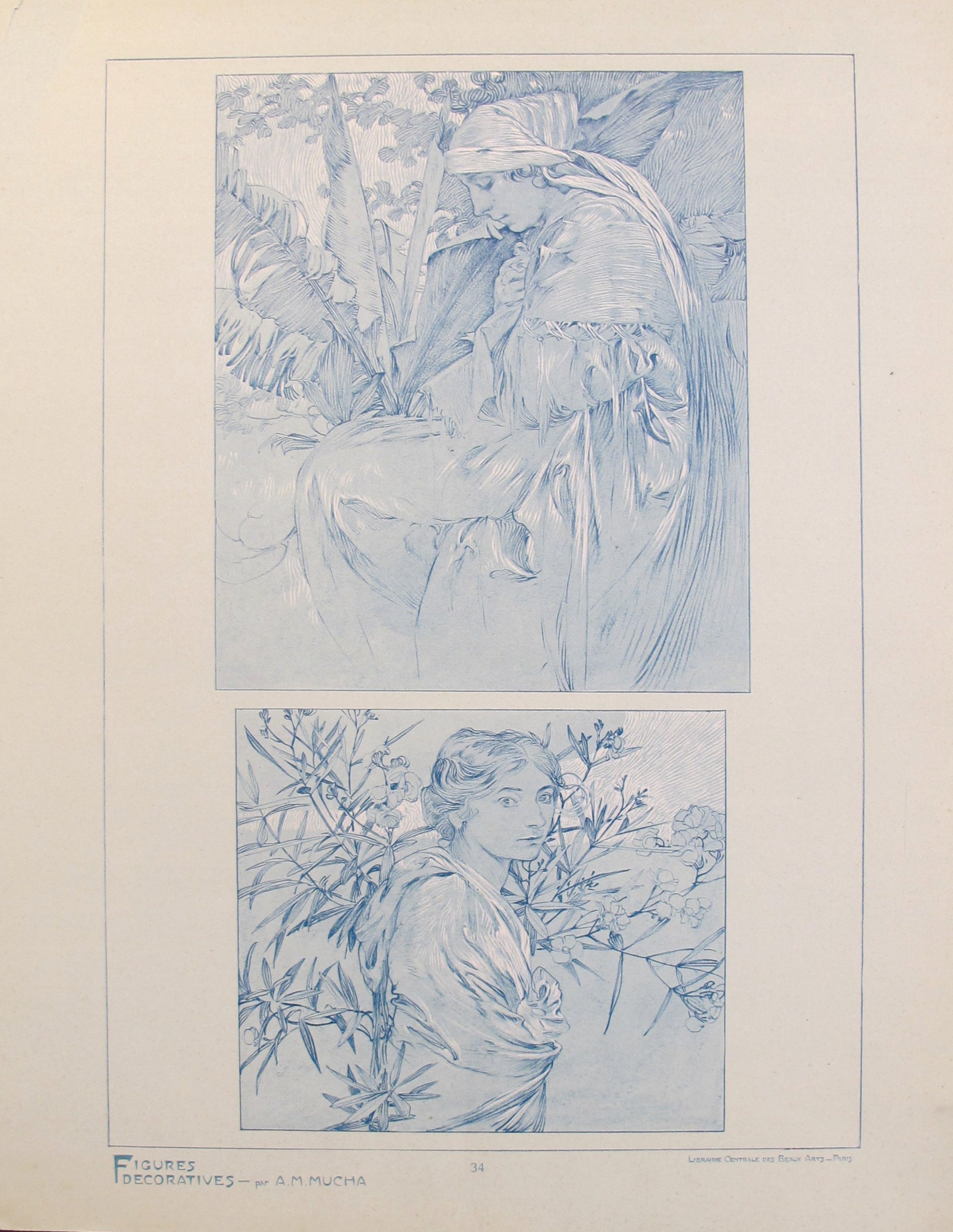 1902 Original Vintage French Art Nouveau Illustration - Figures Decoratives by Alphonse Mucha - Perfect for Home Decor, Art Collectors & Gift Giving