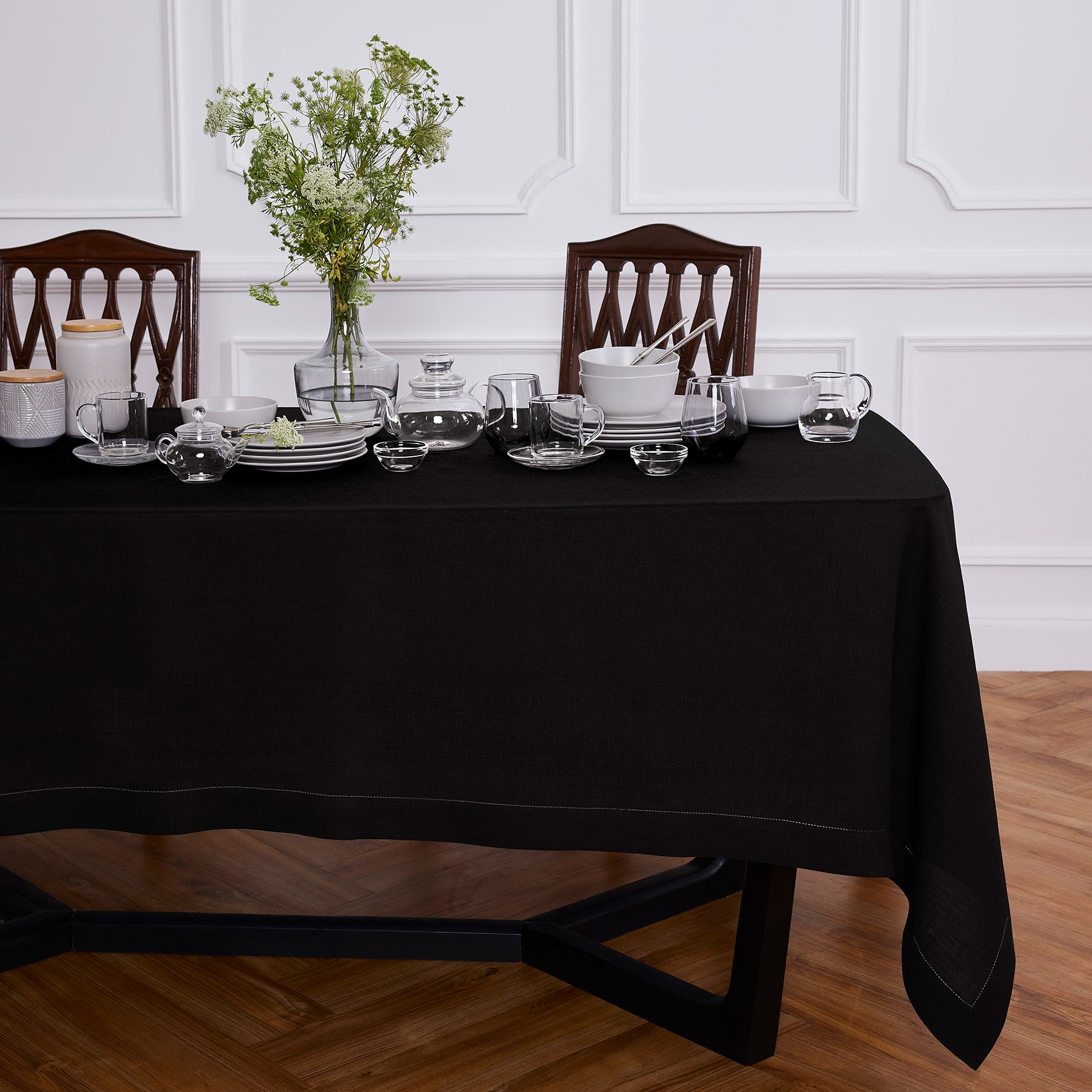 Elegant Sonoma Hemstitch Tablecloth - Premium Cotton Dining Table Cover for Formal Dinners & Special Occasions