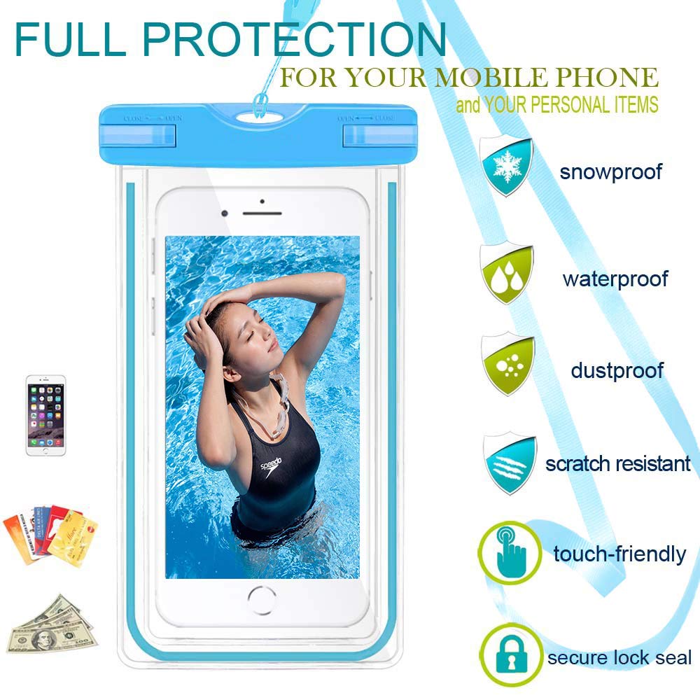 4 Pack Waterproof Phone Case for iPhone 15 14 13 12 Pro Max & Galaxy S24 S23 - Universal Waterproof Pouch Dry Bag with Neck Strap & Glow in The Dark Accessories - Perfect for Swimming, Beach, Kayaking & Outdoor Water Activities (Fits Phones up to 7.5