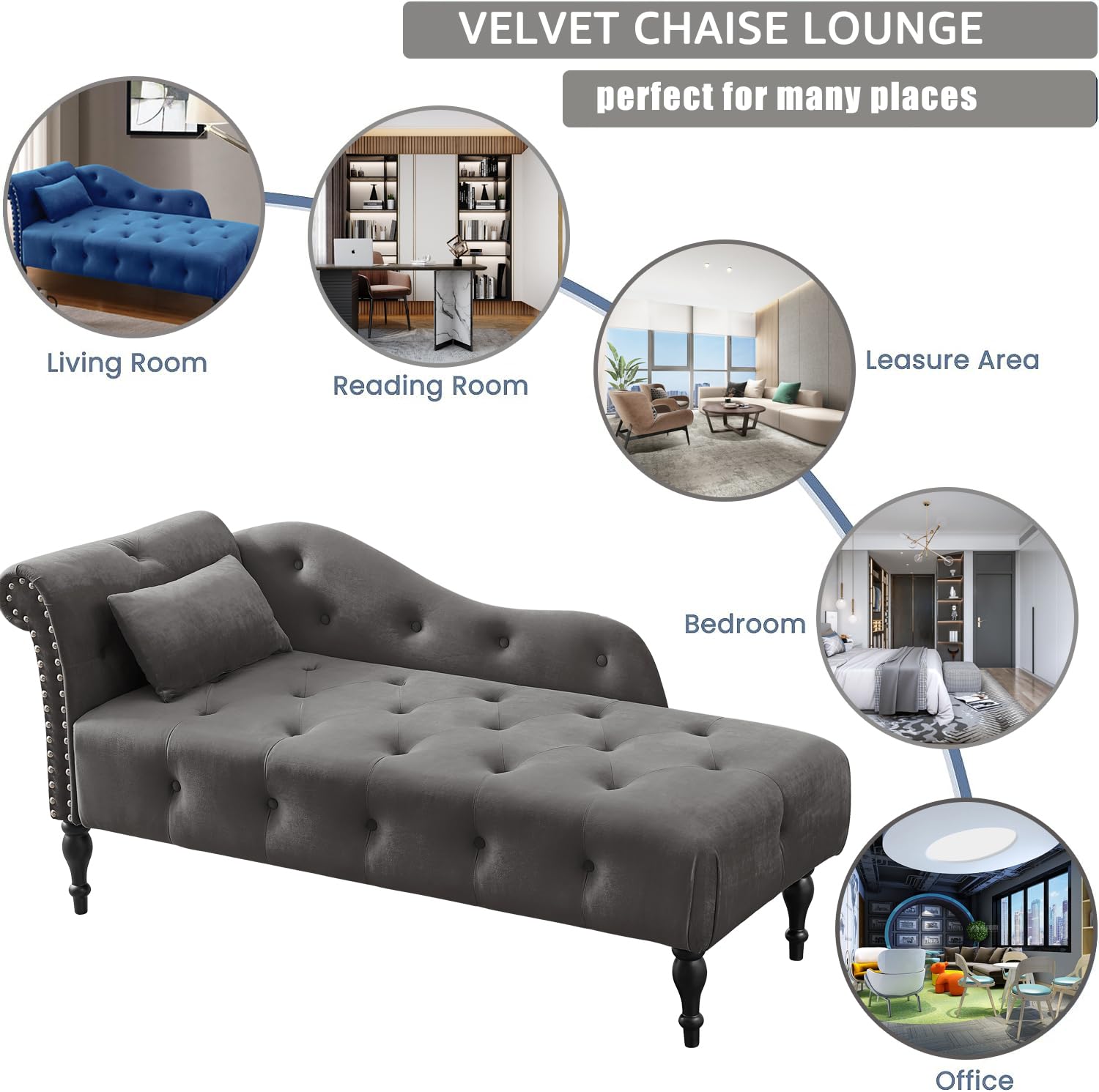 Anwick Tufted Fabric Chaise Lounge - Modern Upholstered Recliner Chair for Living Room & Bedroom | Sleeper Sofa for Relaxing, Reading & Napping