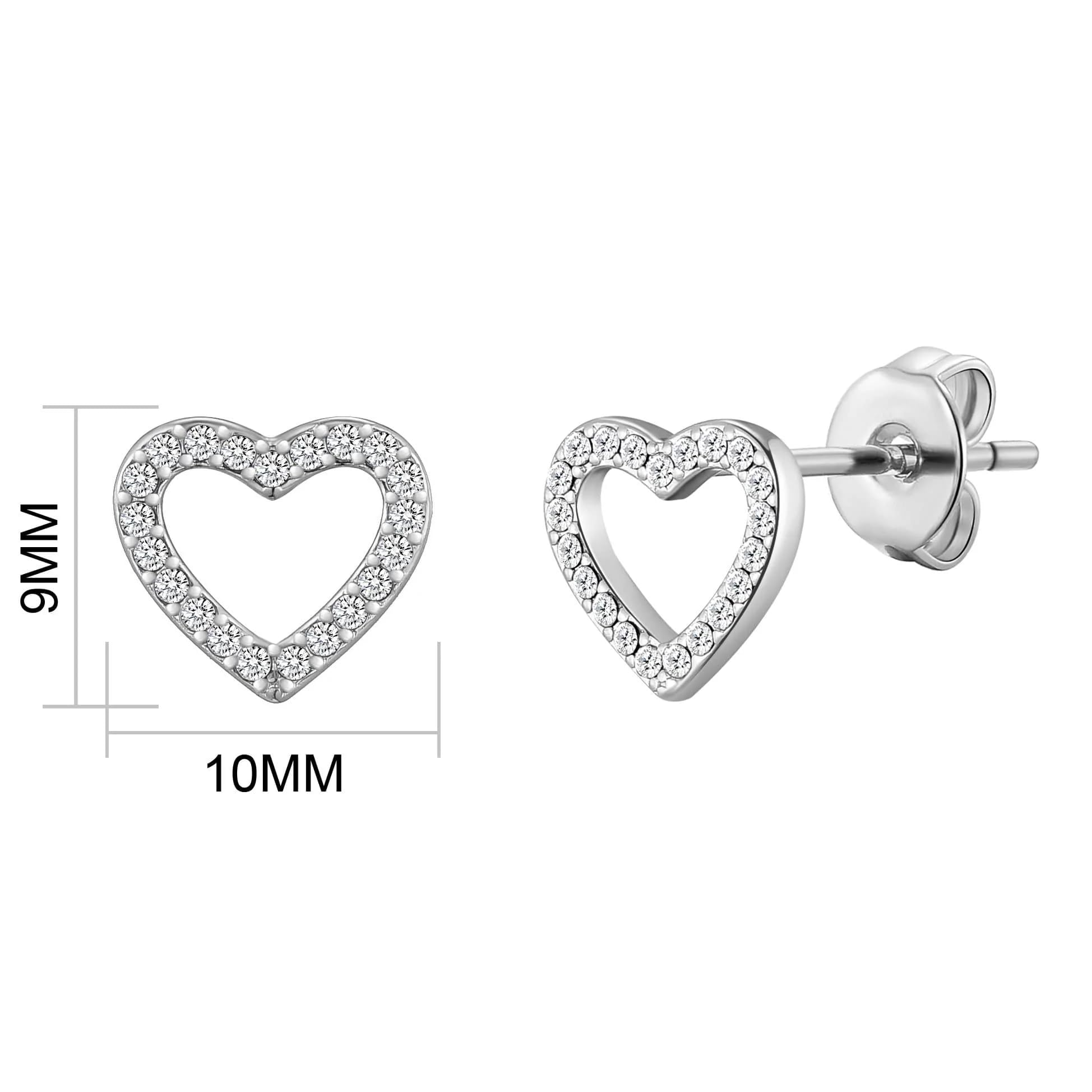 Philip Jones Silver Plated Zirconia Heart Earrings for Women - Perfect for Date Night & Parties
