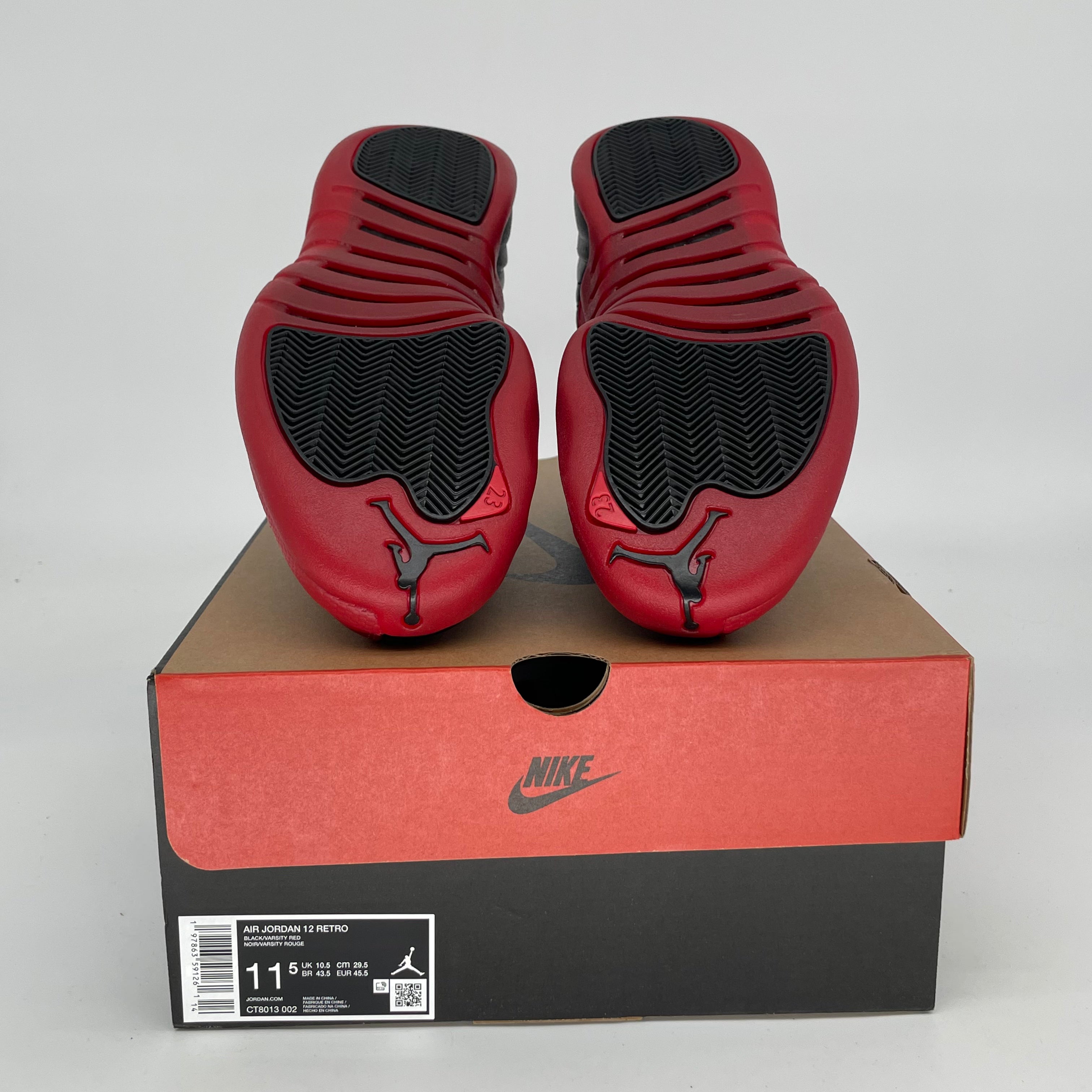 AIR JORDAN 12 FLU GAME Basketball Shoes - Men's Size 11.5 (CT8013-002) Black/Red - Retro Sneakers for Court Performance & Streetwear Fashion