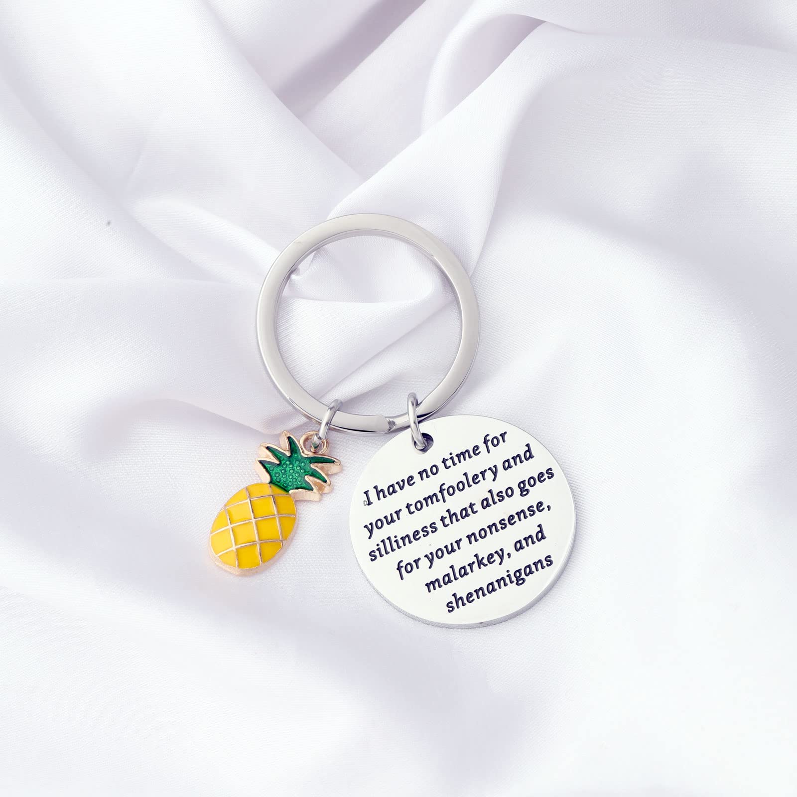 FEELMEM Pineapple Keychain - Funny 'I Have No Time For Your Tomfoolery' LGBTQ+ Gift for TV Show Fans | Perfect for Pride Month, Birthday Gifts & LGBTQ+ Supporters