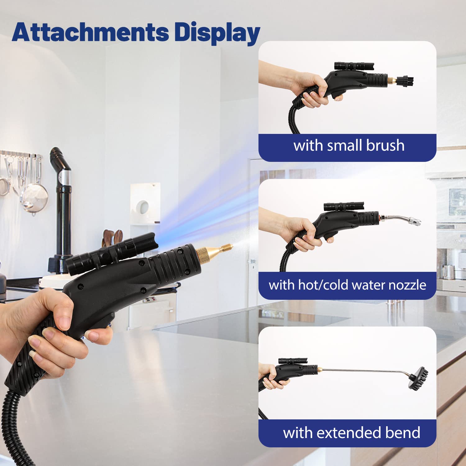 Moongiantgo 1700W Powerful Handheld Steam Cleaner Kit with 4 Multi-Purpose Brushes - Perfect for Home, Car, Kitchen & Bathroom Deep Cleaning