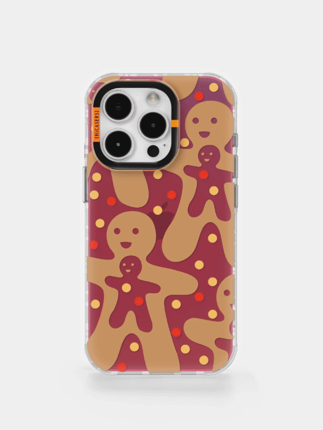 Hollowed Gingerbread Man Pattern Iridescent Phone Case - Red | Christmas Holiday Gift, Party Decor, Festive Accessory for iPhone & Samsung