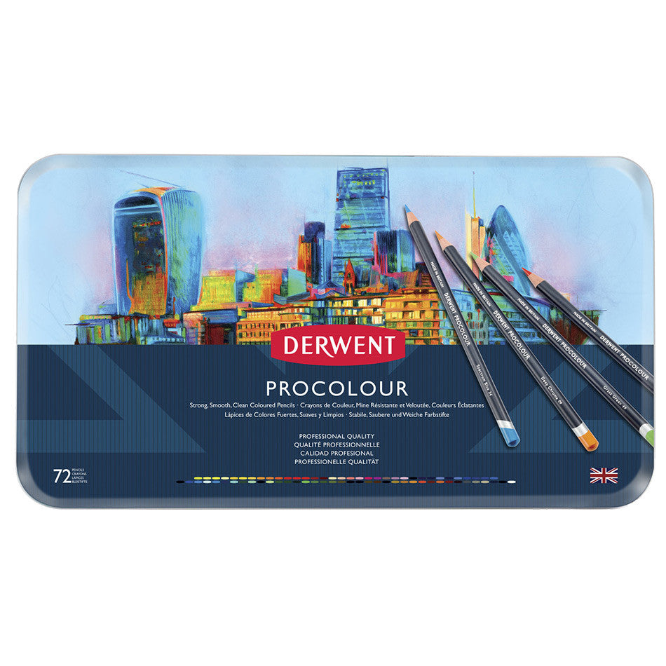 Derwent Procolour Colored Pencils Set - 72 Premium Artist Pencils in Tin Case for Drawing, Sketching & Adult Coloring Books | Perfect for Professional Artists & Beginners