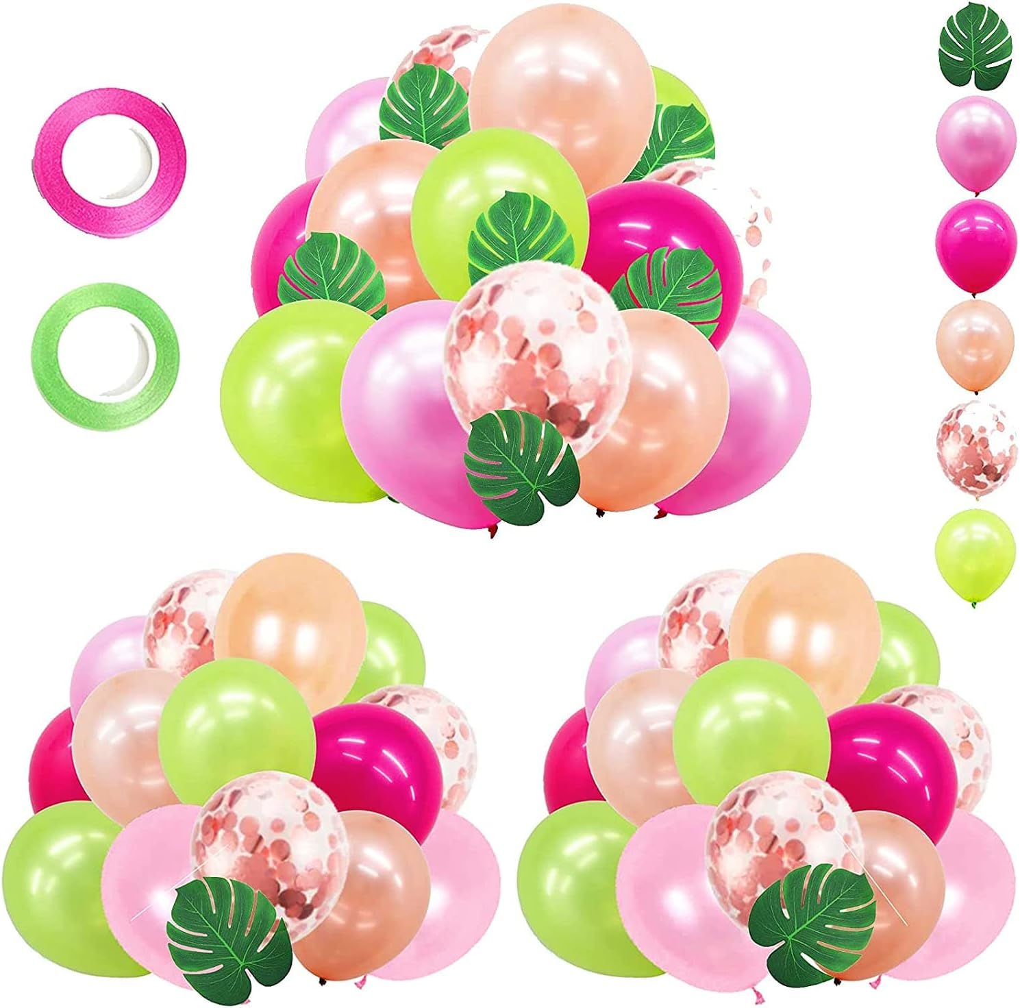 68-Piece Tropical Hawaiian Party Decorations Set - Palm Leaves, Balloons for Luau, Summer, Aloha, Moana, Tiki Birthday & Baby Shower - Perfect for Beach Themed Parties, Hawaiian Luaus & Tropical Celebrations