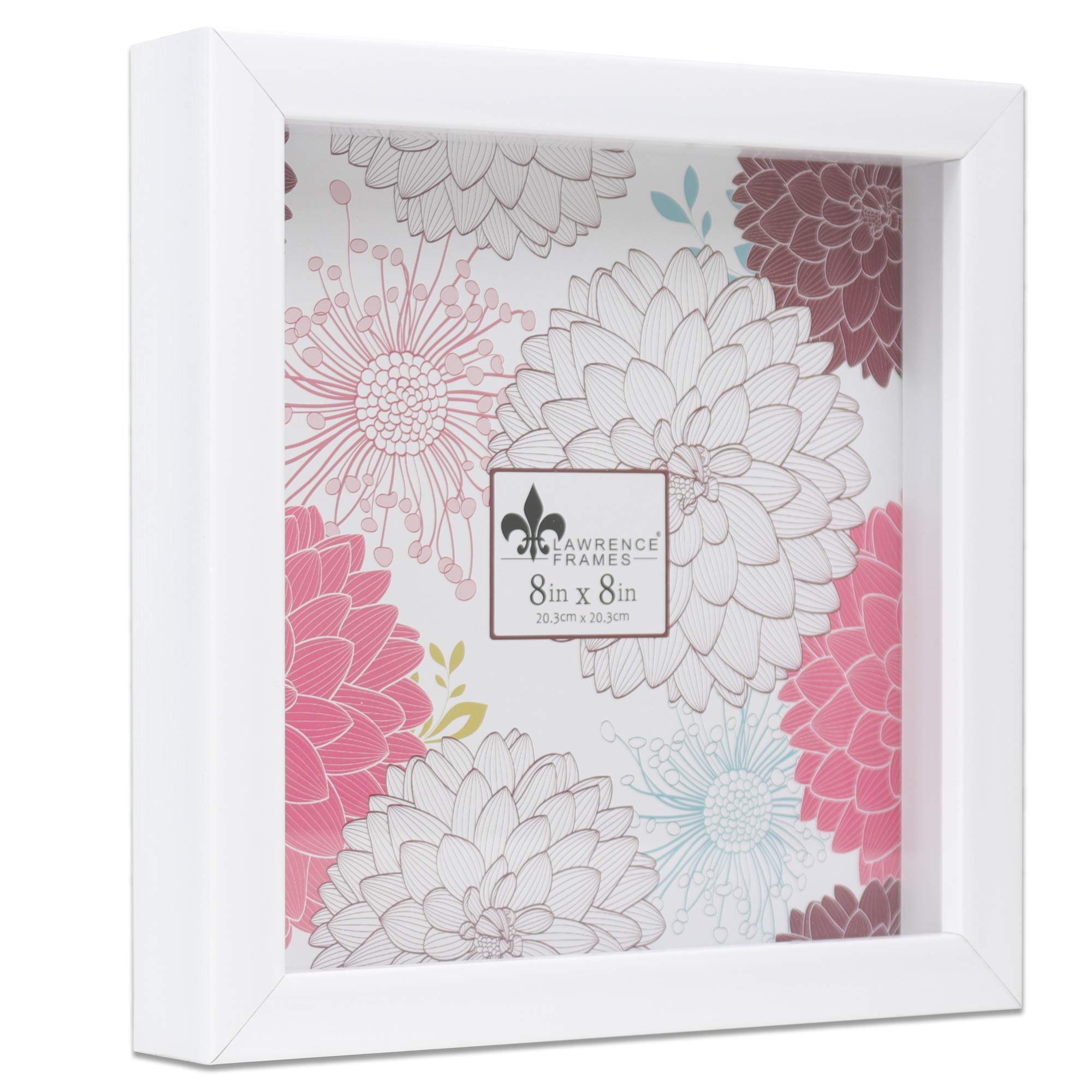 Lawrence Frames 785288 8x8 Inch White Shadow Box Frame - Perfect for Displaying Memorabilia, Photos, and Collectibles in Home Decor or Office