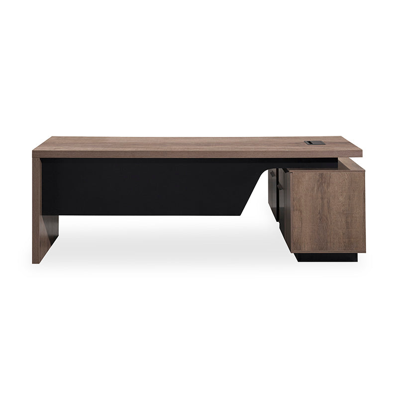 BALDER Executive Desk with Left Return 1.8M-2.0M - Warm Oak & Black Finish - Premium Office Furniture for Home & Business Workspaces